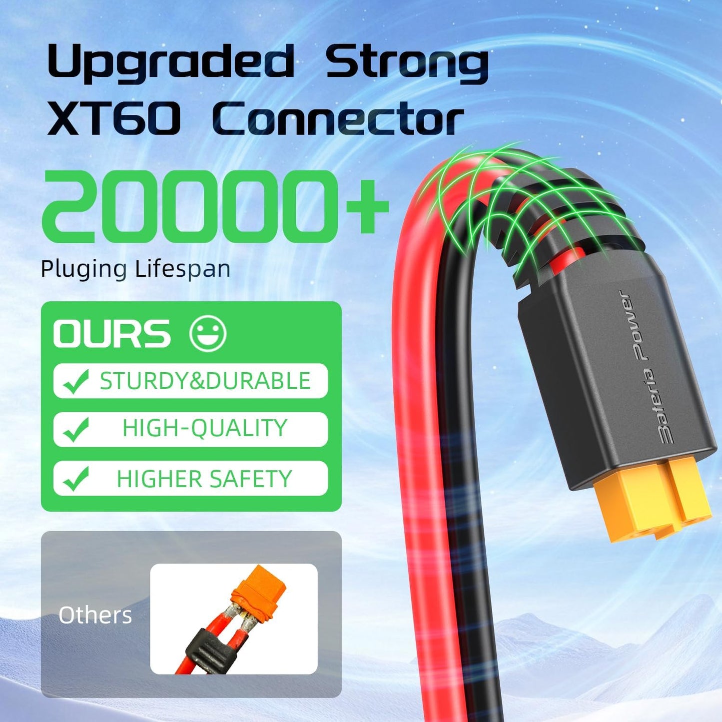 Solar to XT60 Charge Extension Cable 10AWG 25Ft, Solar Connector to XT60 Adapter Cable for Solar Panel to LiFePO4 Battery RV Portable Power Station Solar Generator,10AWG 25Ft