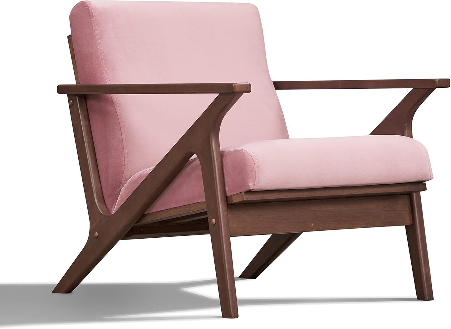 Zola Mid Century Modern Accent Chair Arm Chair, Living Room Furniture, Gold Velvet/Walnut