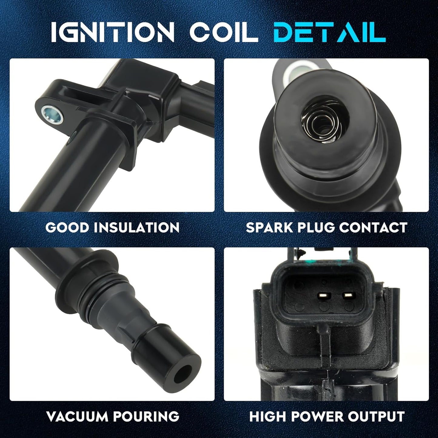 Set of 6 Ignition Coil Pack 3.7L 4.7L Compatible with Dodge Dakota Durango Ram 1500 Nitro, Jeep Commander Grand Cherokee Liberty, Chrysler Aspen, Mitsubishi Raider Replace 5C1114 C1231 UF-270