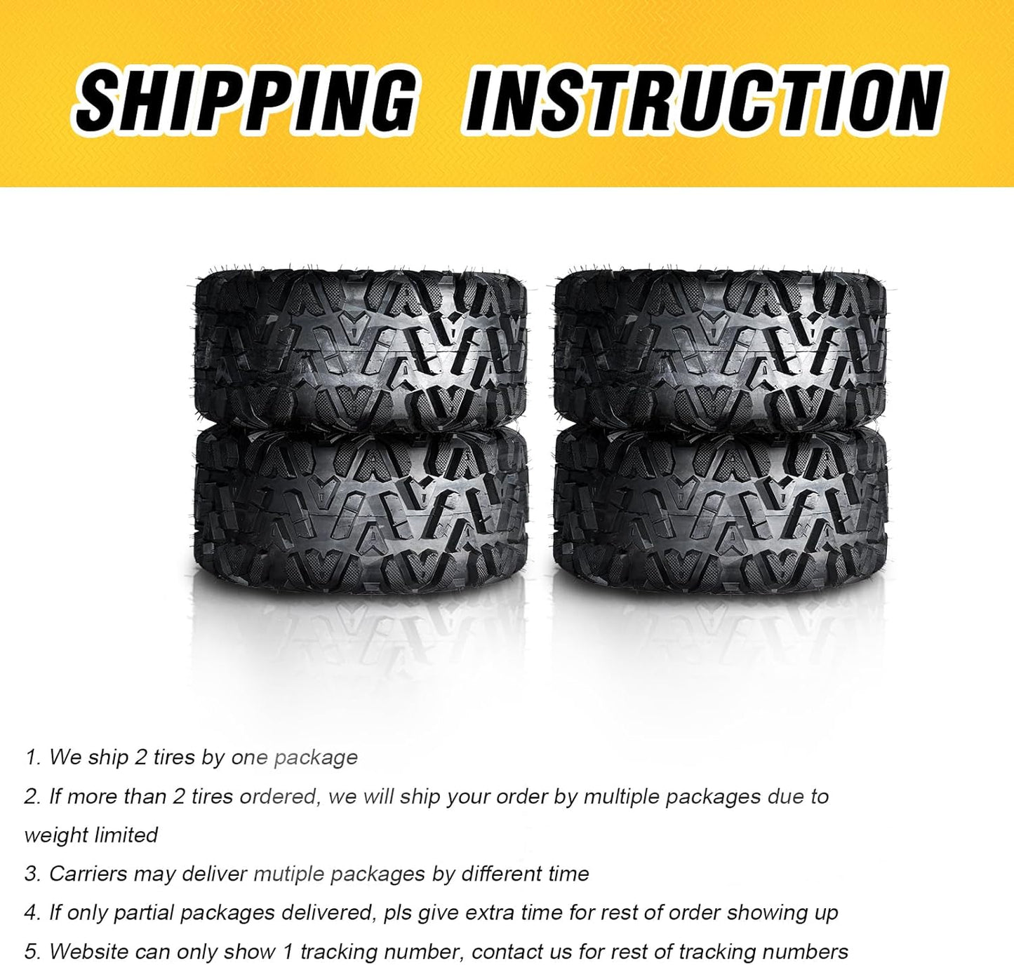 Complete Set of 4 All Terrain ATV UTV Tires 25x8-12 Front & 25x10-12 Rear 6PR Tubeless