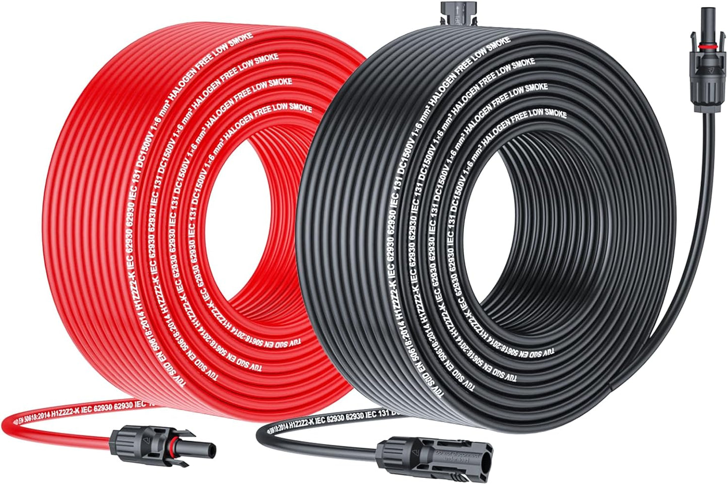 50Ft 10AWG Solar Cable Extension with Protection Cover, Solar Wire with Tool-Free Solar Connectors, IP68 Waterproof PV Cable, Solar Panel Extension Cable 10Gauge for Home Boat RV Solar Panels(50ft)