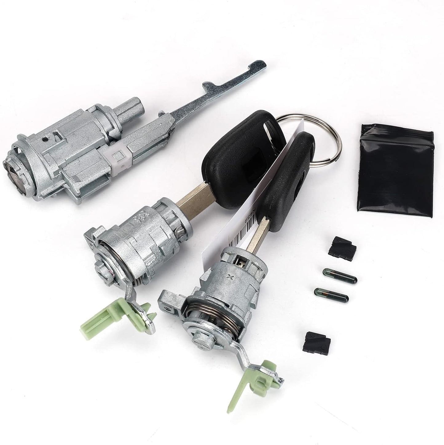 3mirrors Ignition Switch & 2 Door Lock Cylinders w/ 2 Keys with Chip Compatible with Honda 2003-2005 Civic; 2002-2006 CR-V; 2003-2011 Element; 2004 2005 S2000