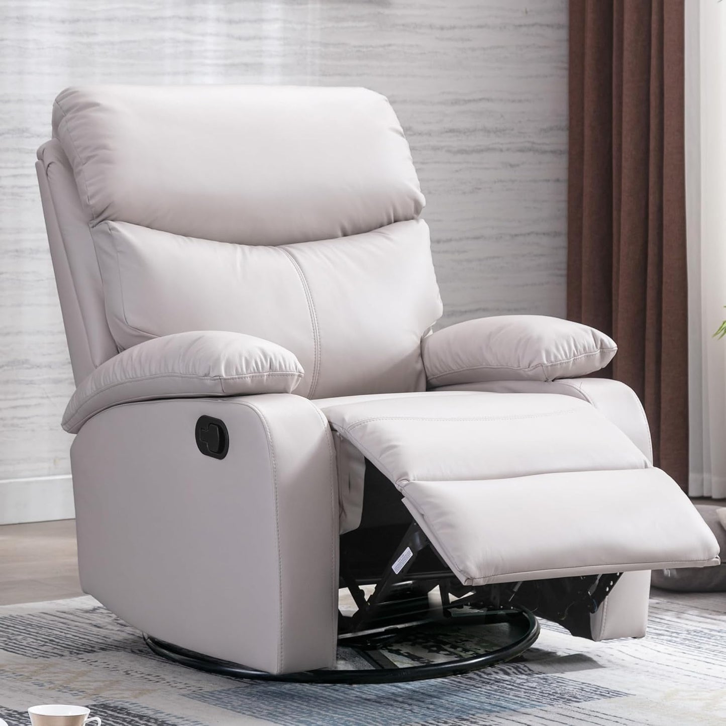 Swivel Rocker Recliner Chair for Adults, Rocking Chair Recliner for Nursery, Small Recliners for Small Spaces, Living Room, RV, Beige