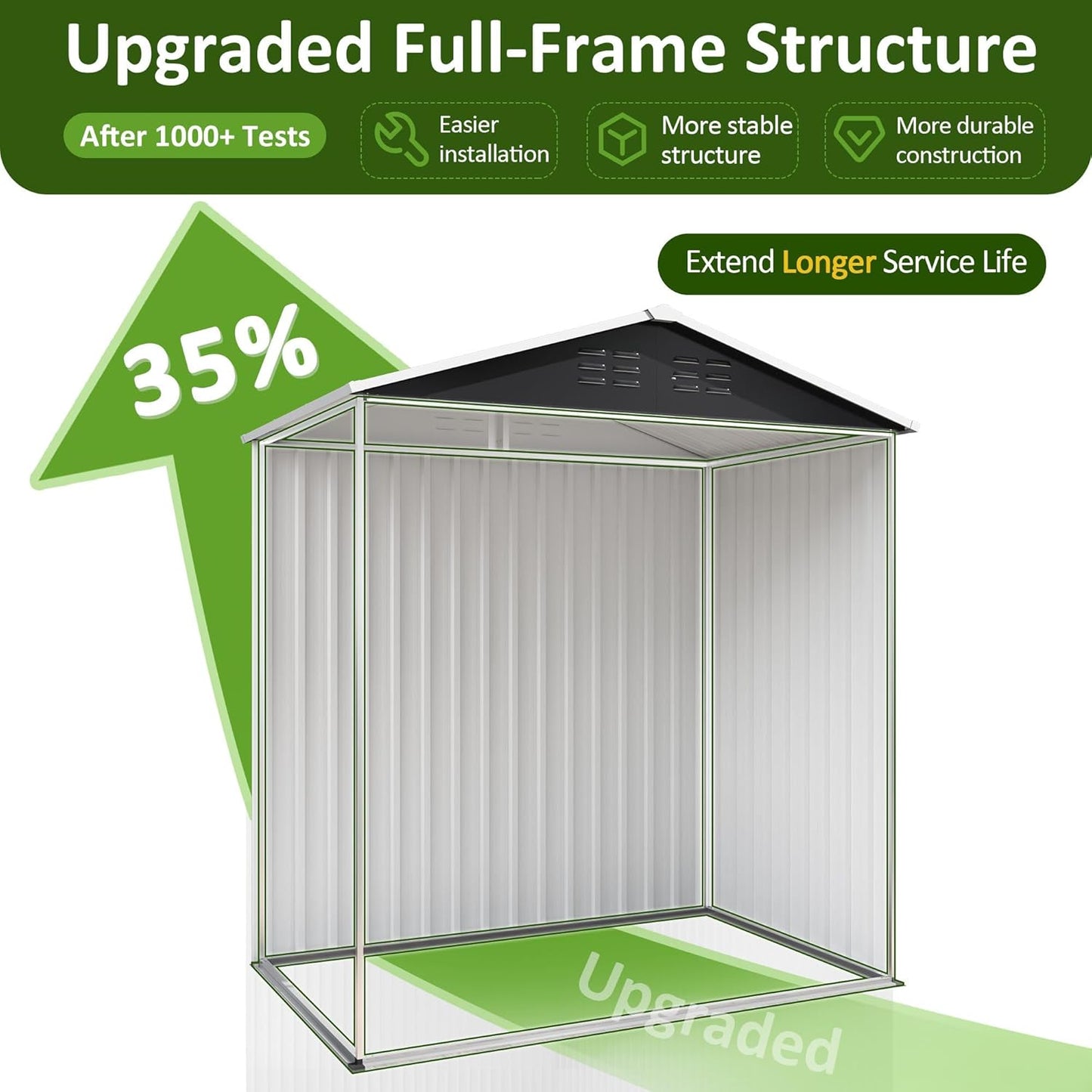 6.1x4 FT Outdoor Storage Shed, Metal Garden Tool Shed with Updated Frame Structure, Lockable Doors and Windows, Ideal for Backyard Garden Patio Lawn, Grey