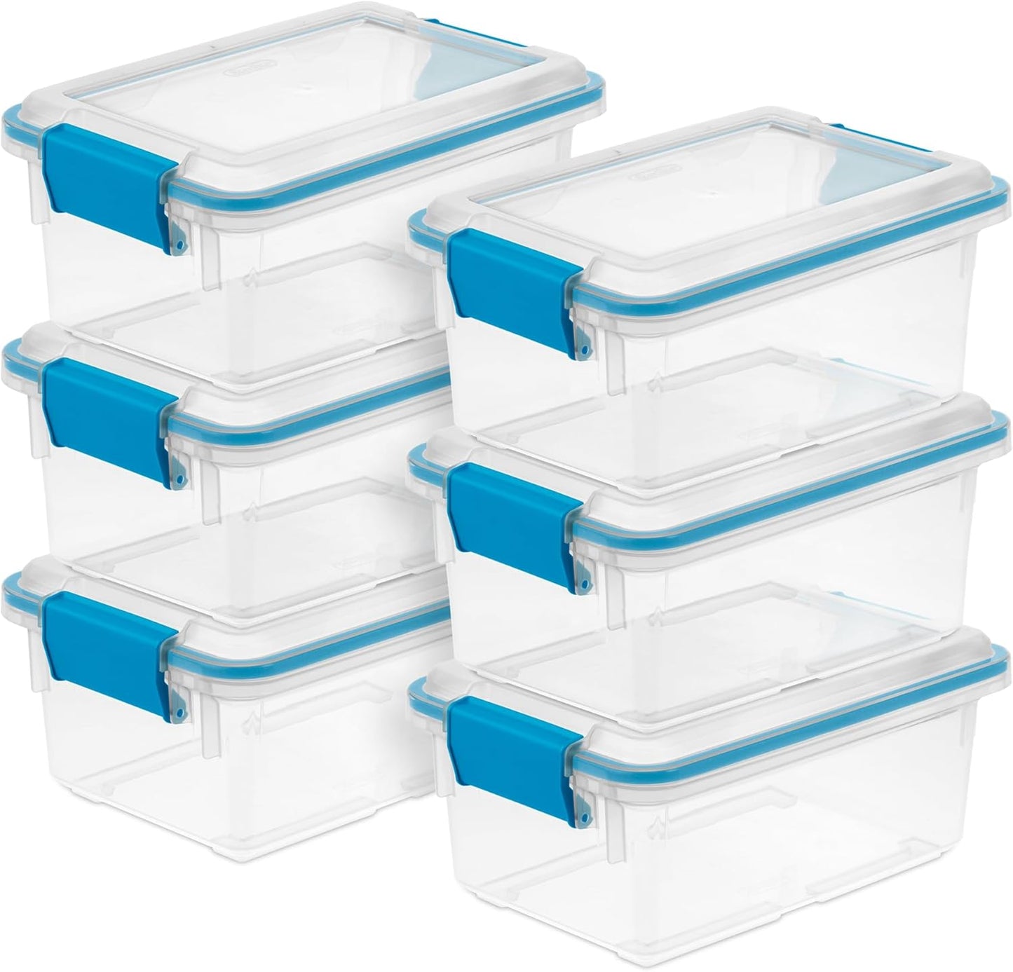 Sterilite 12-Pack Gasket Box, Weather-Resistant Storage Bins with Latching Lids, 54 Quart - Heavy-Duty Organizing Containers for Closet, Bathroom, and Office