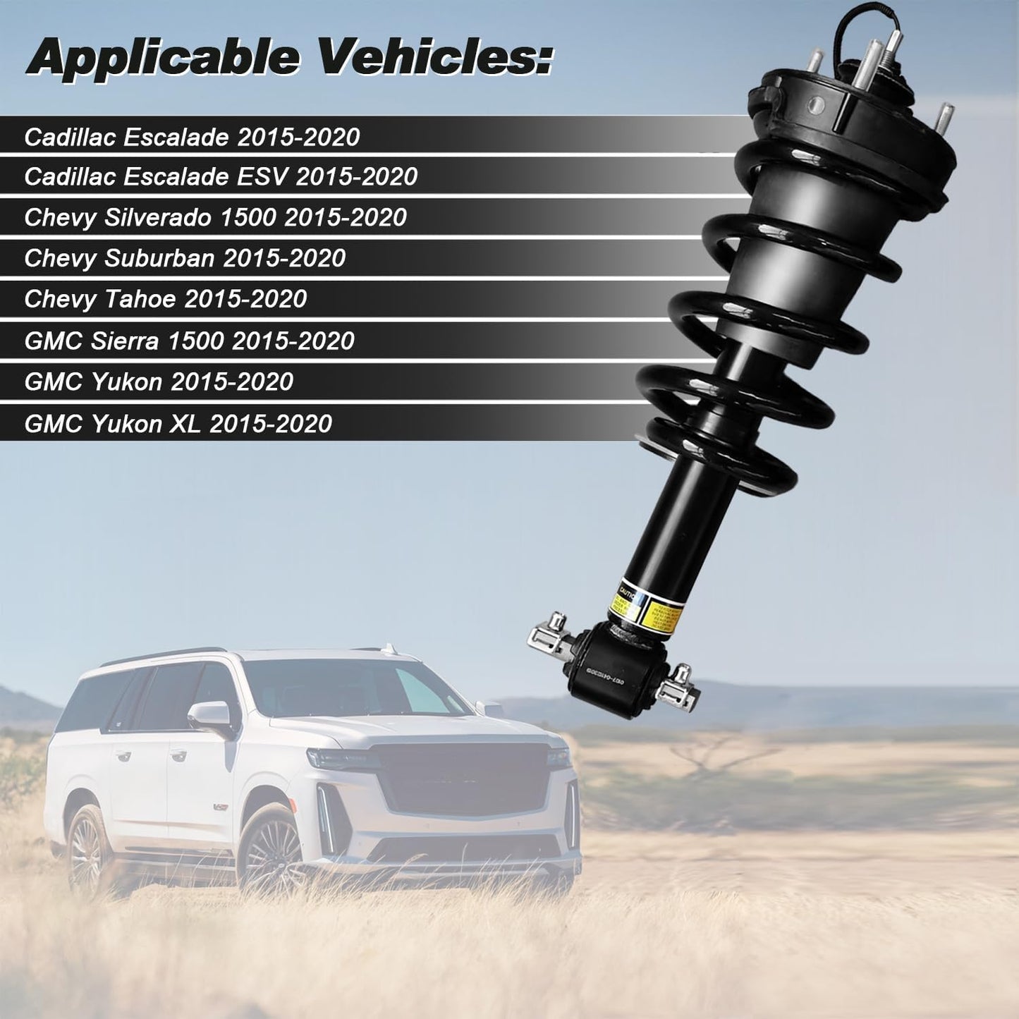 2PCS Front Shock Absorber Struts Assembly Air Suspension Compatilbe for 2015-2020 Cadillac Escalade Chevy Tahoe Suburban Silverado GMC Sierra 1500 Yukon XL 84176631