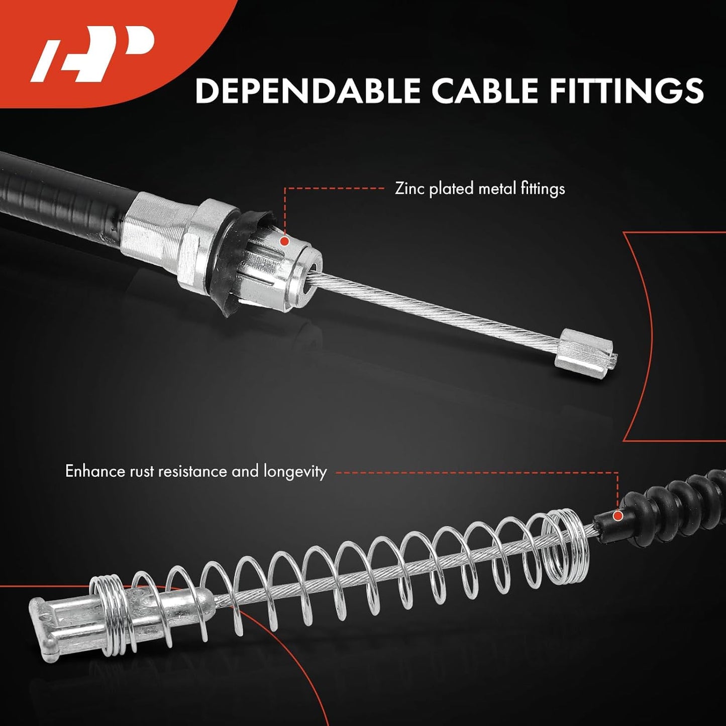 A-Premium Rear Side Parking Brake Cable Assembly Compatible with Chevy and GMC Models: Silverado 2500 HD/Sierra 2500 HD 2001-2005, Only for Crew/Extended Cab Pickup with 96.0 Inch BedLength, 2-PC Set