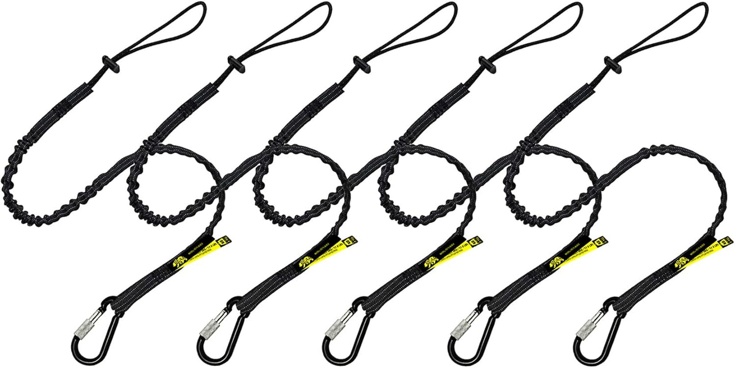 BearTOOLS Tool Lanyard with Single Carabiner and Adjustable Loop End, Standard Length, Maximum Weight Limit 8KG / 17.6lb, Aluminum Screw Lock Carabiner with Shock Cord Stopper, 09250S (50 Pack)
