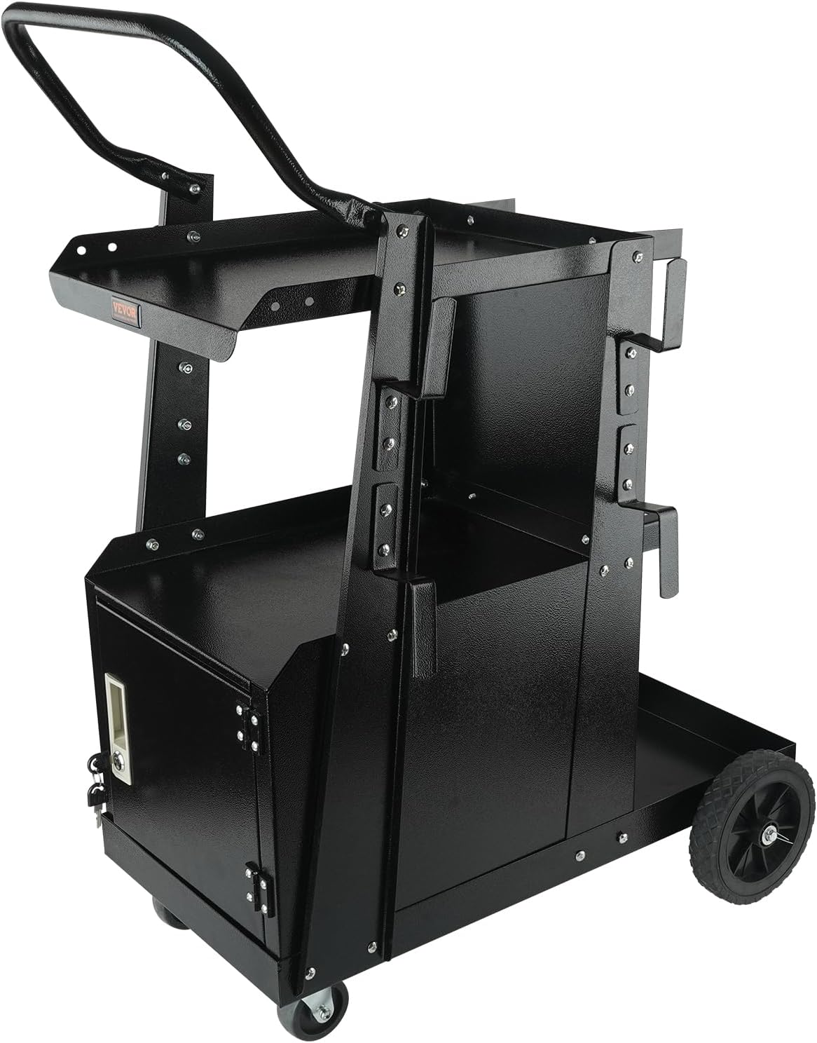 VEVOR Welding Cart, 2-Tier 4 Drawers with 265LBS Static Weight Capacity, 360° Swivel Wheels, Tank Storage Safety Chains, Heavy Duty Rolling MIG Welder Cart for Mig Welder and Plasma Cutter
