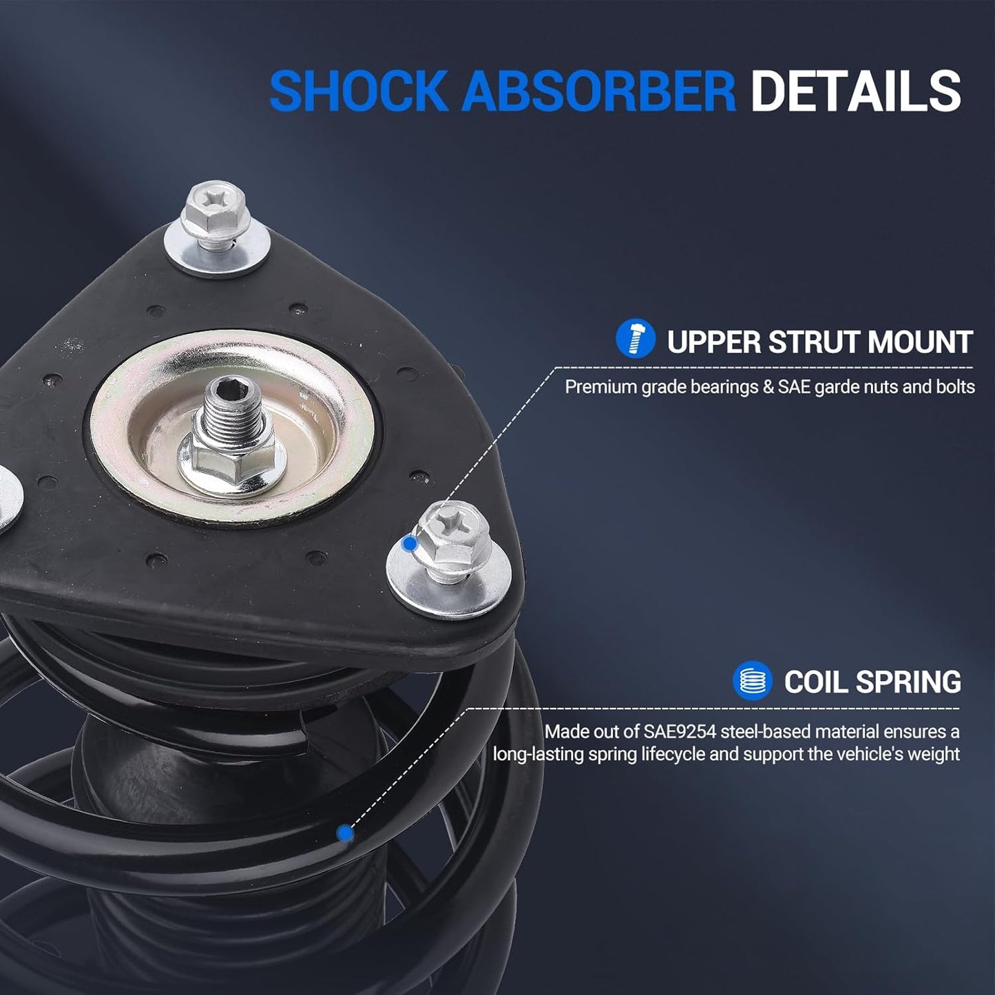 Autoround 172751 172750 Front Complete Shock Absorber Compatible with Ford Escape 2014 2015 2016 2017 2018 2019, Left & Right Struts with Coil Spring Assembly