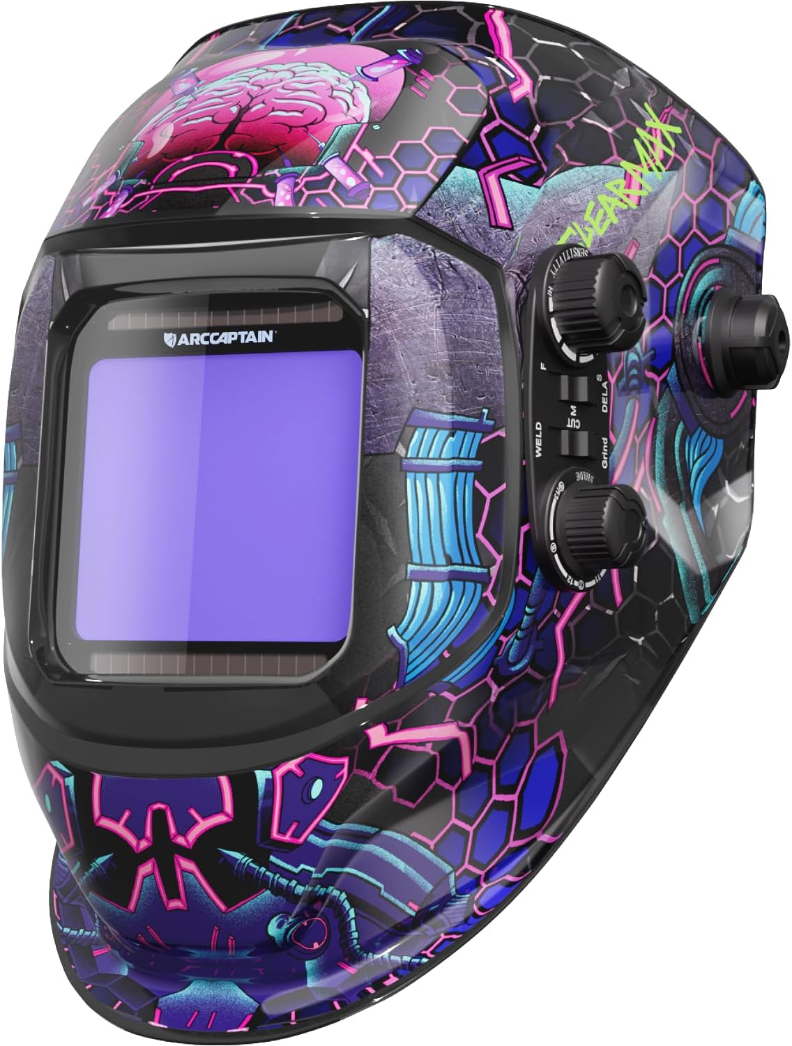 ARCCAPTAIN Welding Helmet Auto Darkening, 3.94"X3.66" Large Viewing Screen True Color Welding Hood with 4 Arc Sensor Solar Powered, Wide Shade 4-5/5-9/9-13 for ARC TIG MIG Welding Helmets for Men