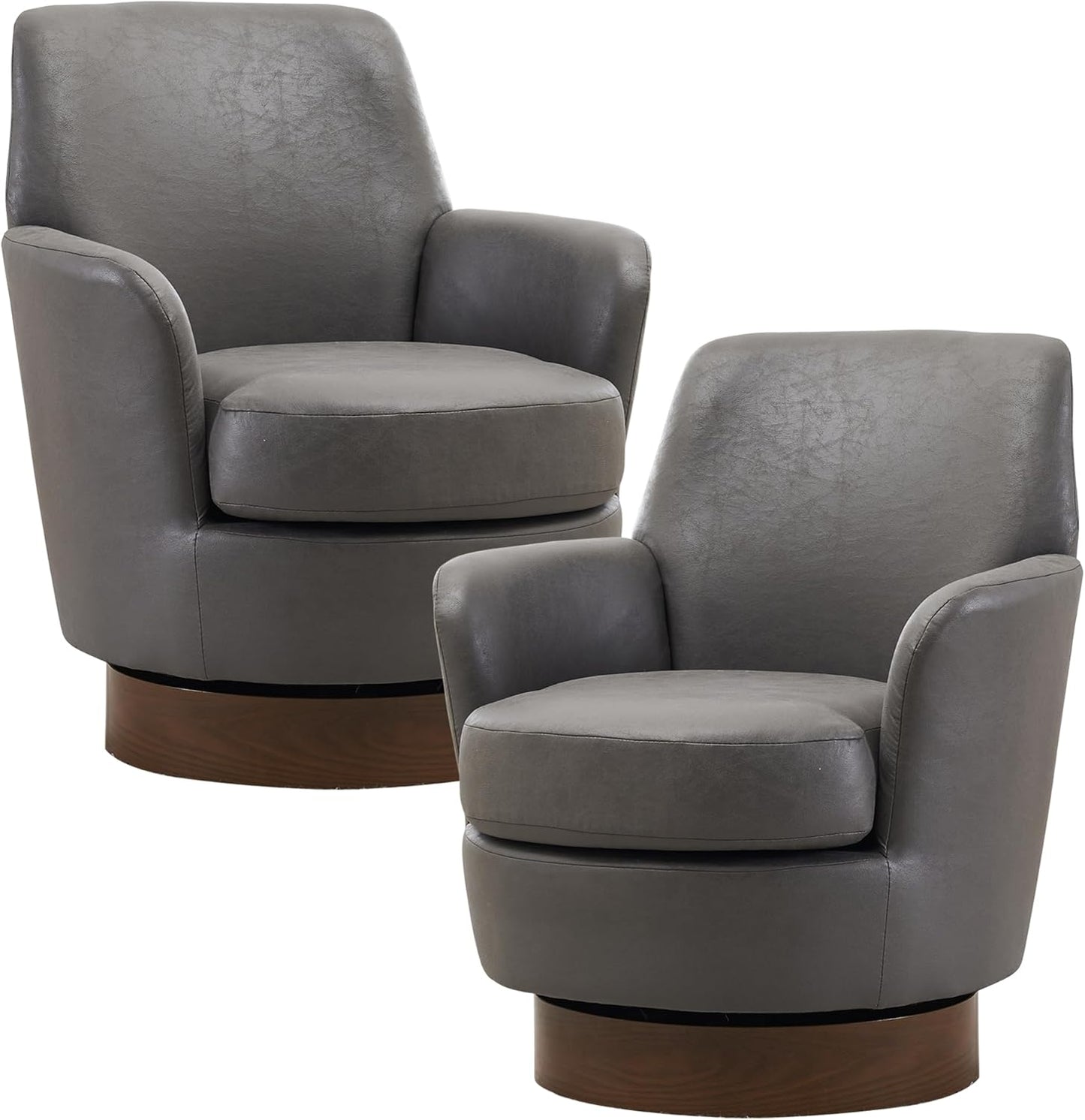 Swivel Barrel Chair Set of 2, Linen Modern Swivel Accent Chairs Armchair with Gold Stainless Steel Base, Reading Chair for Bedroom Comfy Round Barrel Chair for Living Room, Beige