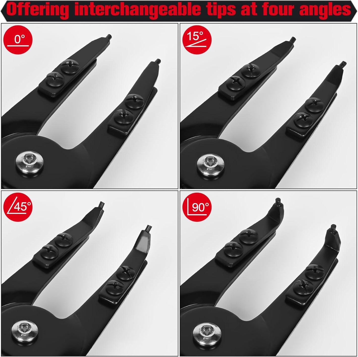 Snap Ring Pliers Set Heavy Duty - 2 PCS Large Heavy Duty Snap Ring Circlip Pliers ,16" Internal External Circlip Pliers Set with 45° 90° Tips