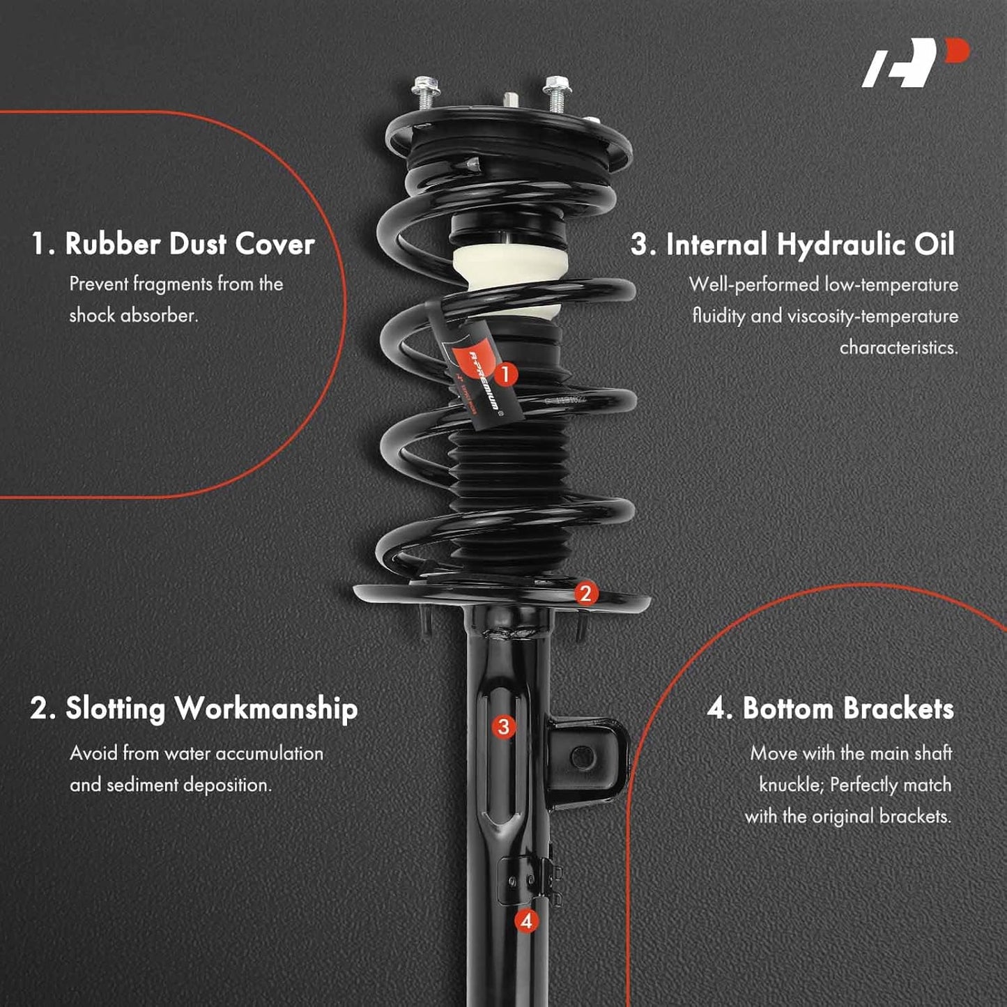 A-Premium Front and Rear Shock Absorber Strut & Coil Spring Assembly Compatible with Ford Taurus 2010-2011, FWD