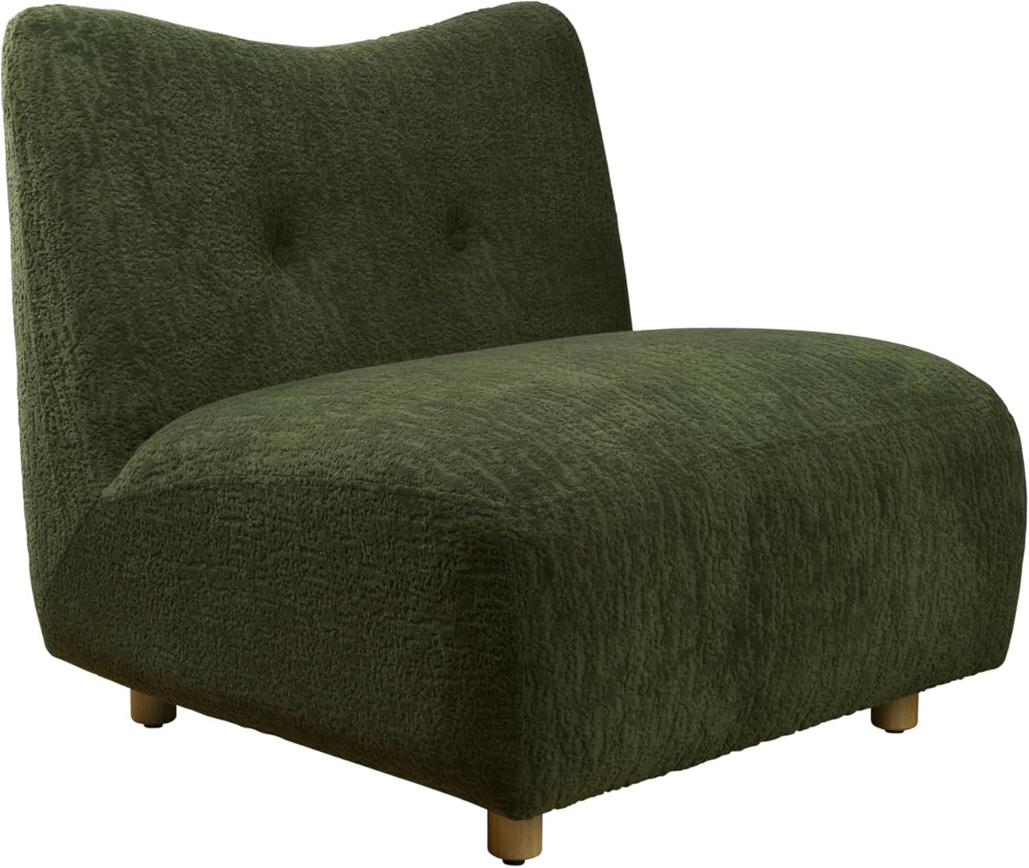 Art Leon Modern Accent Chair - Fabric Modular Sofa Chair Armless Chair with Wooden Legs Set of 2 for Living Room Bedroom Green