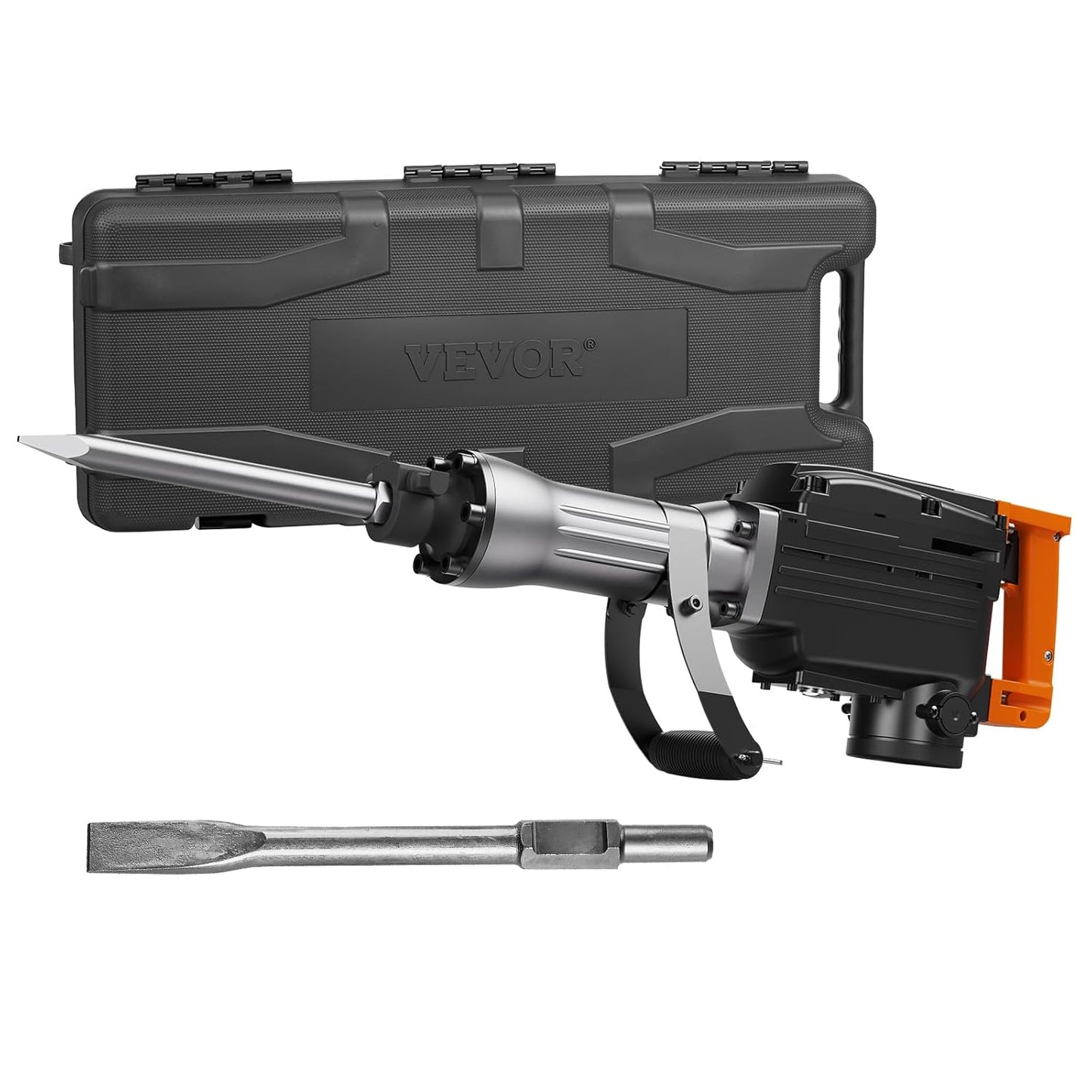 VEVOR Demolition Jack Hammer, 1350 BPM Concrete Breaker 6pcs Chisels Bit Chipping with Case, 2200W Electric Jackhammer Heavy Duty, Black