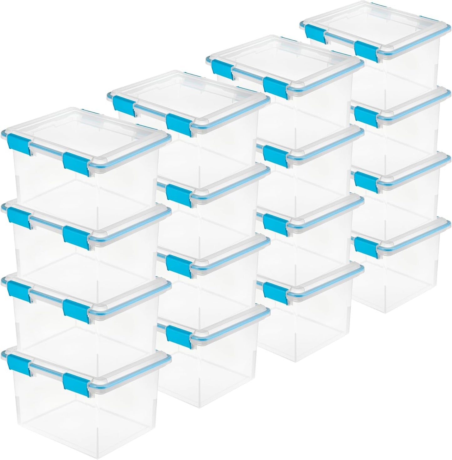 Sterilite 12-Pack Gasket Box, Weather-Resistant Storage Bins with Latching Lids, 54 Quart - Heavy-Duty Organizing Containers for Closet, Bathroom, and Office