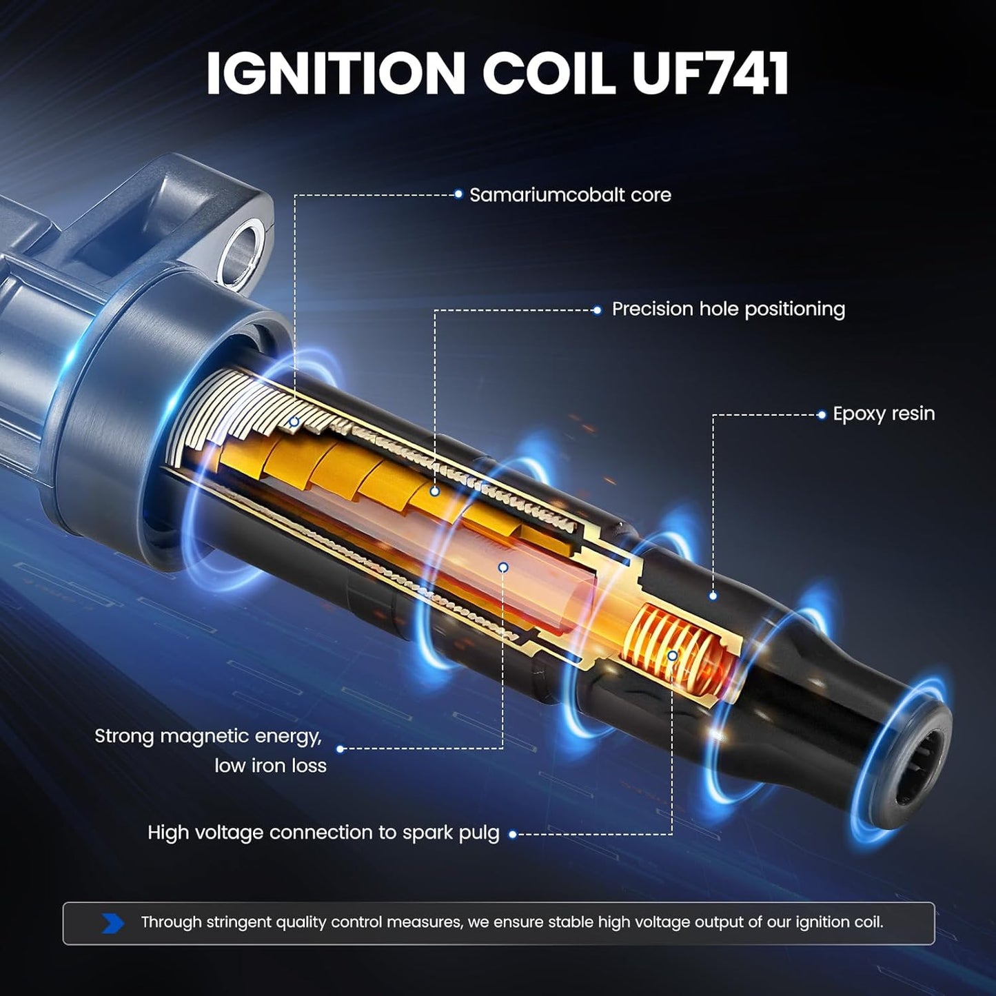 6-Pack UF741 Ignition Coils Compatible with Mercedes-Benz GLE63 GLE63 GLS63 GL63 AMG GL450 GL550 SL550 E550 S550 ML350, 3.5L 4.7L 5.5L V8 - Replaces for 2769060501, 2769063700