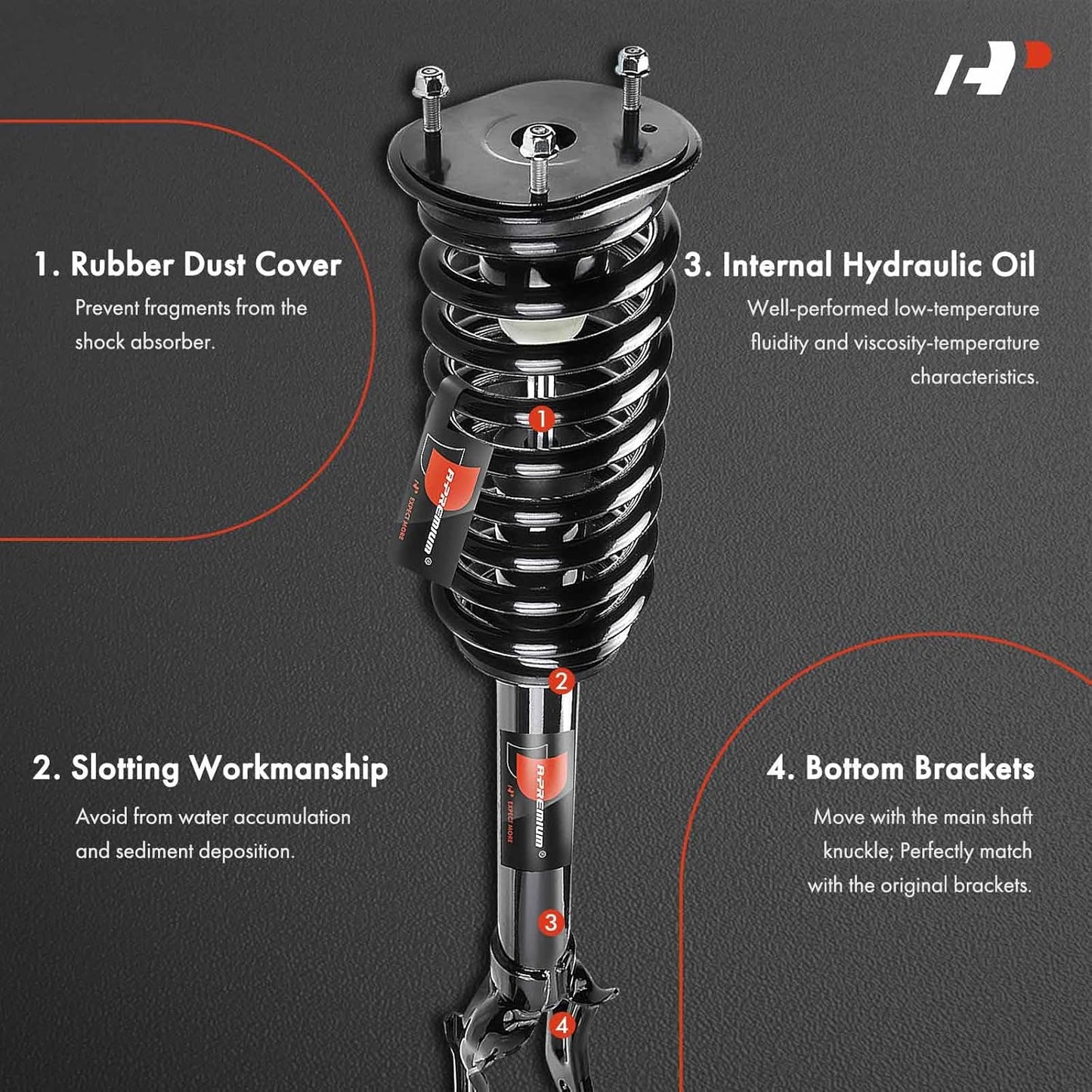 A-Premium Front Pair (2) Complete Strut & Coil Spring Assembly Compatible with Jeep Grand Cherokee 2011-2015 & Dodge Durango 2011-2013, Driver and Passenger Side