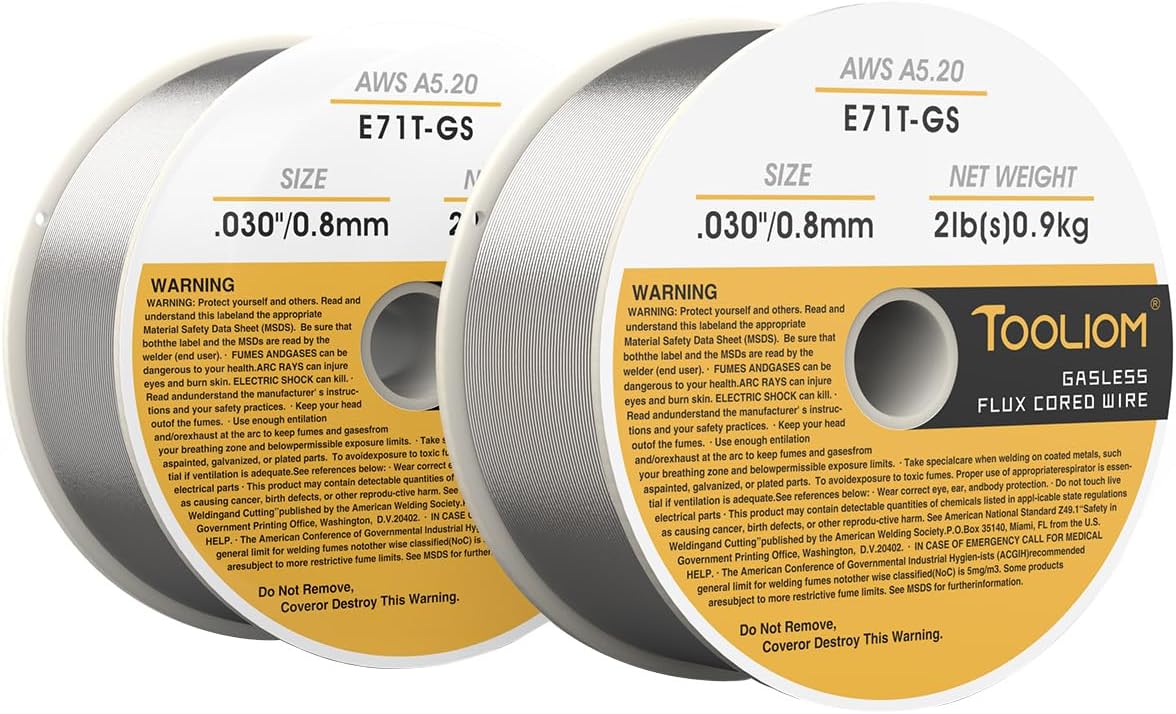 TOOLIOM E71T-GS .035" Diameter 10-Pound Spool Flux Core Self-shielded MIG Welding Wire for Carbon Steel 2 PCS