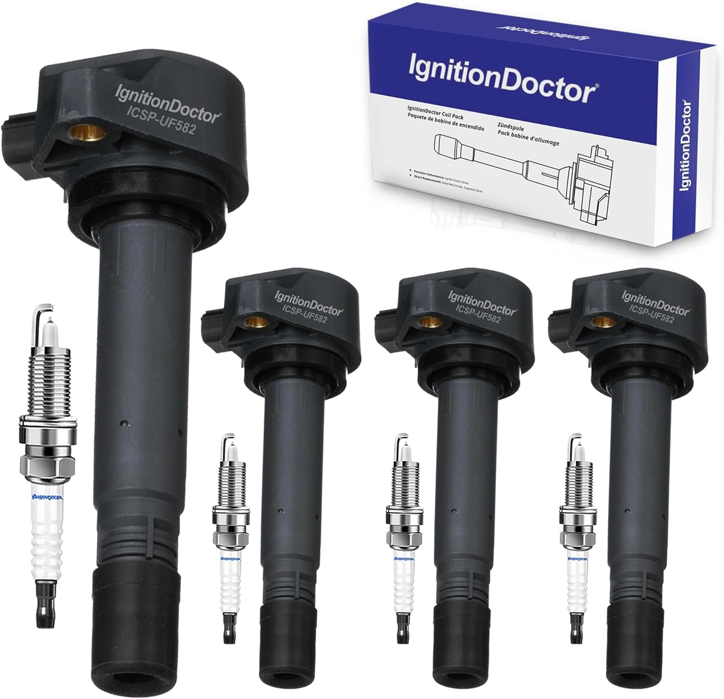 Set of 6 Iridium Spark Plug Ignition Coil Compatible with Avenger Grand Caravan Dodge Journey Jeep Wrangler Chrysler 200 300 Town & Country RAM 1500 2500 3500 Durango 3.6L V6 UF648 9407