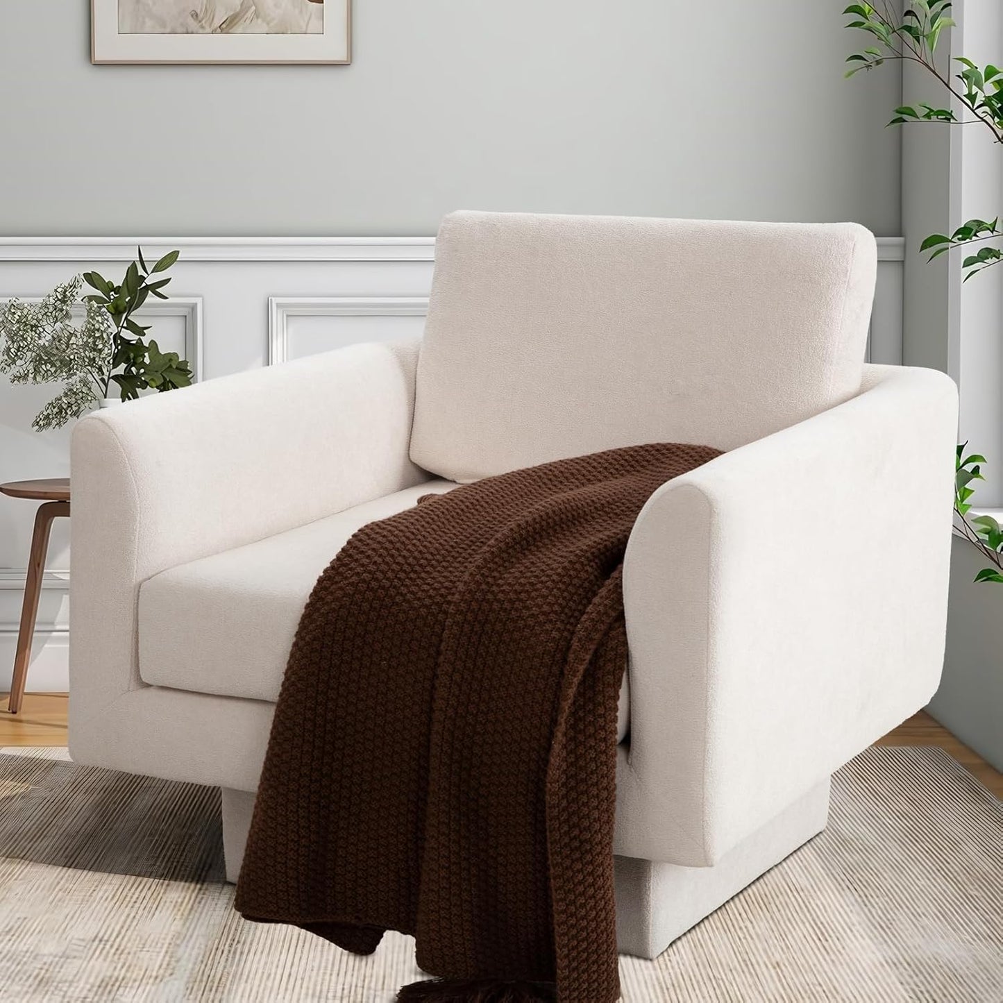 Swivel Accent Chair Set of 2, Modern Swivel Barrel Chair Sofa, Wide Upholstered Armchair with Back Pillow for Living Room, Reading Nook, Bedroom-Cream