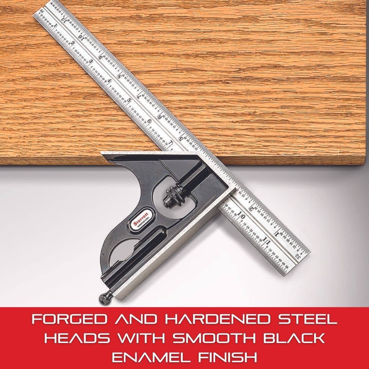 Starrett Combination Set with Square, Center and Reversible Protractor Head and Blade - 12" Blade Length, Forged and Hardened Steel, 16R Graduation Type - C434-12-16R