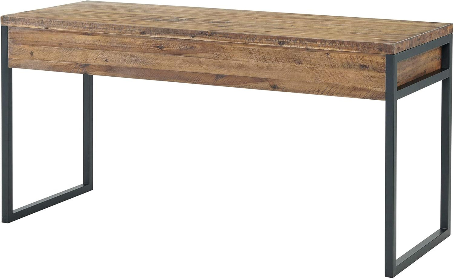 Alaterre Furniture Claremont Rustic Wood and Metal Office Desk, 60 in. W x 23 in. D x 30 in. H, Natural Wood Grain Finish with Two Side Drawers, Ideal for Home Office and Study Room