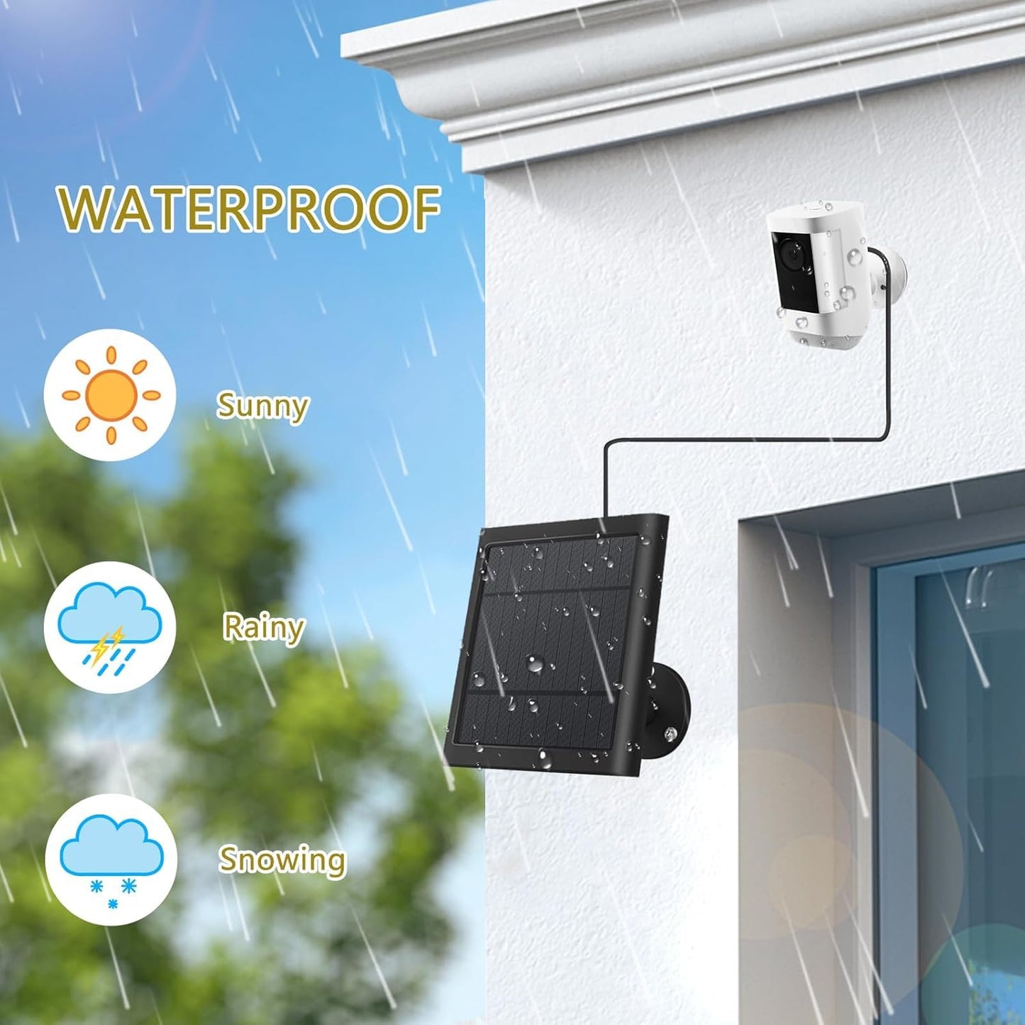 Solar Camera Outdoor Wireless for Ring Solar Panel 10FT/3M Cable for Ring Camera Solar Panel for Ring Spotlight Cam Plus/Pro & Stick Up Cam/Pro Battery & Spotlight Cam Battery-3-Pack