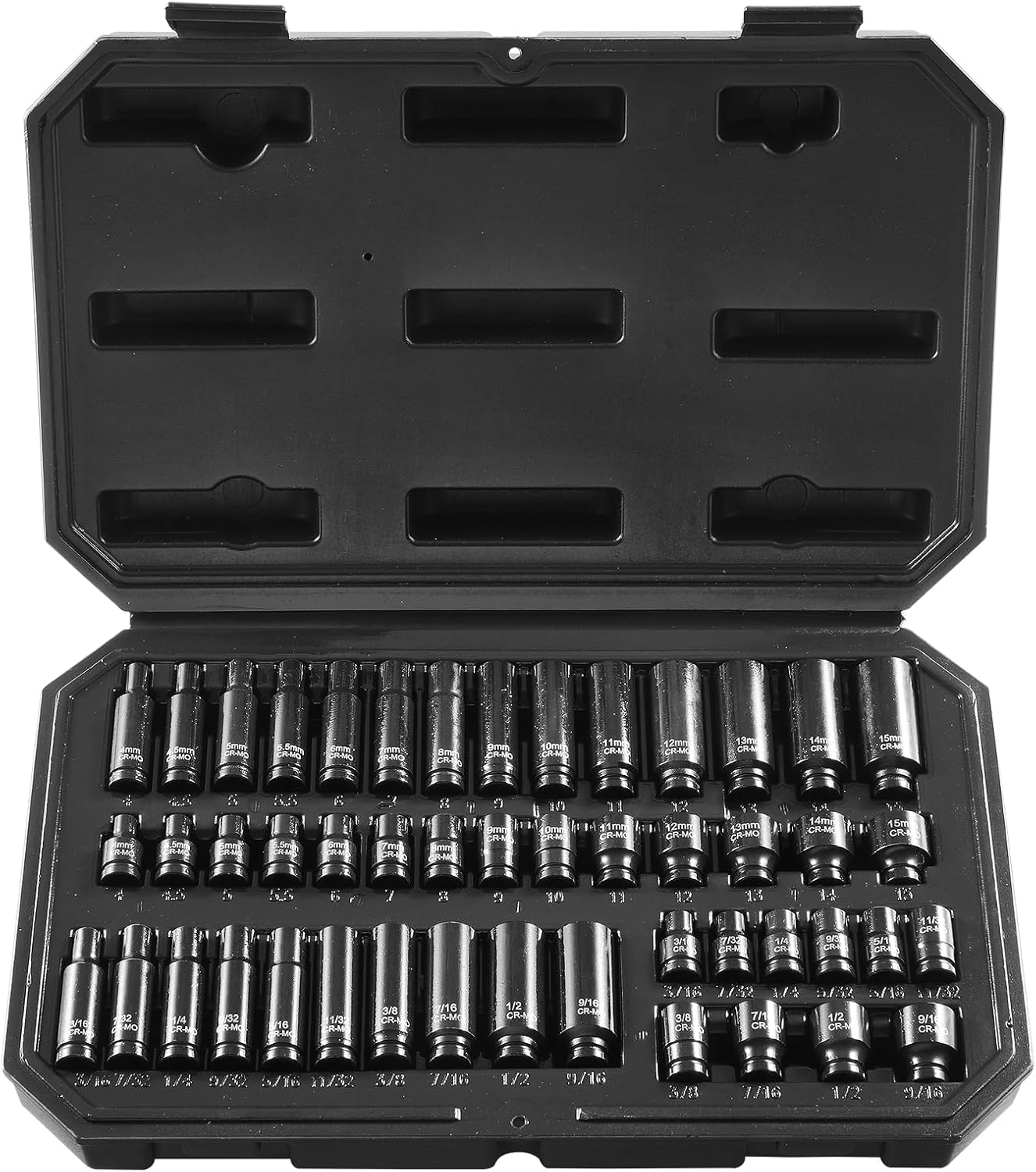 VEVOR Impact Socket Set 3/4 Inches 29 Piece Impact Sockets, 6-Point Sockets, Rugged Construction, CR-M0, 3/4 Inches Drive Socket Set Impact SAE 3/4 inch - 2-1/2 inch, with a Storage Cage