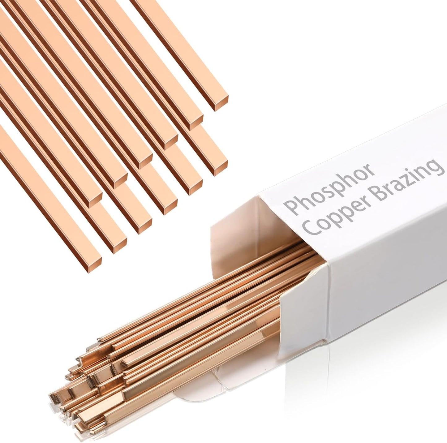 Tandefio 40 Sticks Brazing Rods AWS BCup-5 15% Silver Solder Phos Copper Brazing Alloys Flat Welding Rods Industry 0.050"x1/8"x10" for Air Conditioning Refrigerator Cold Storage HVAC Units