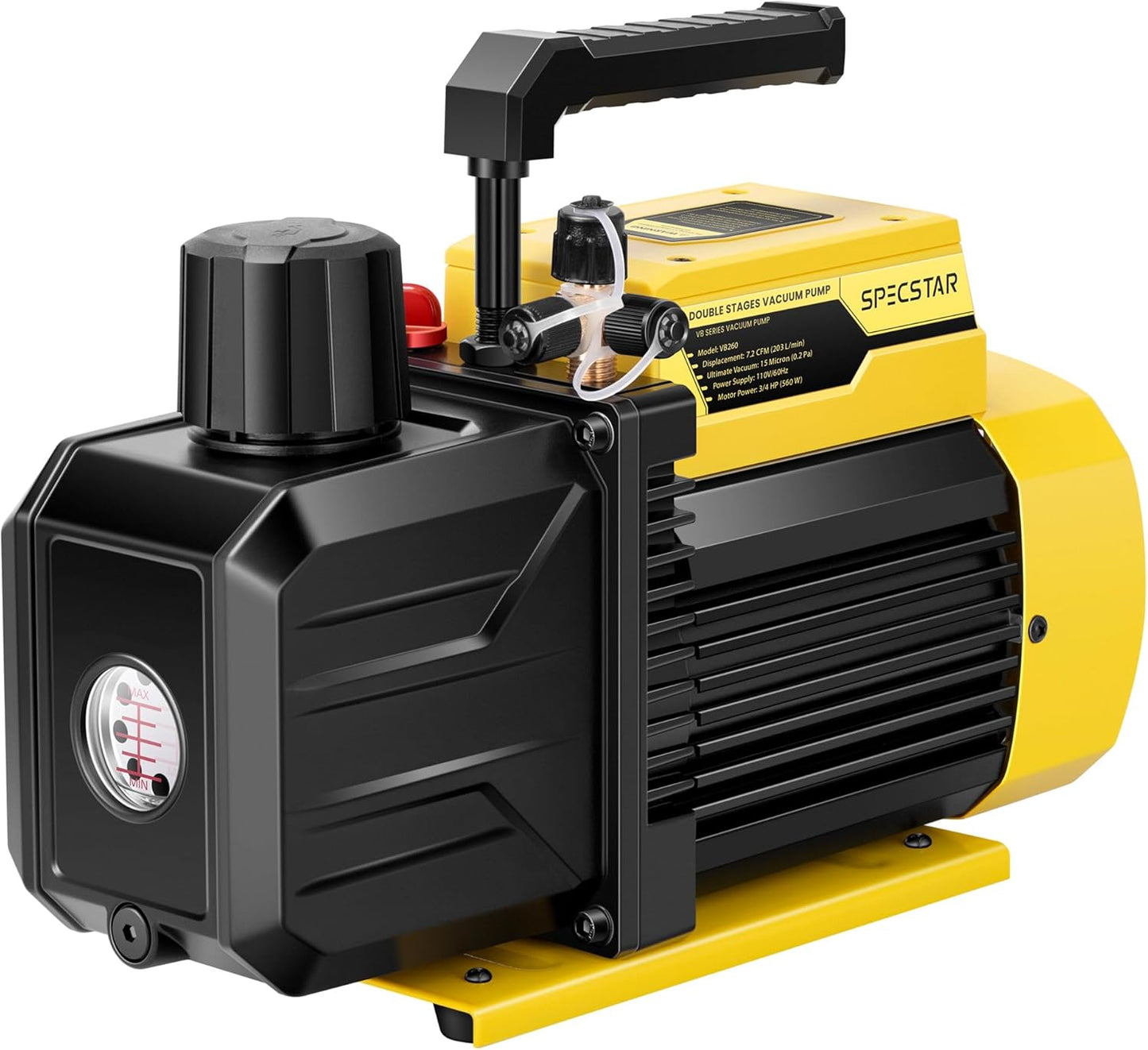 SPECSTAR 1/2 HP 5 CFM 110V Dual Stage Rotary Vane HVAC Air Vacuum Pump for R12 R22 R134a R410a Systems with 2 Oil Bottles