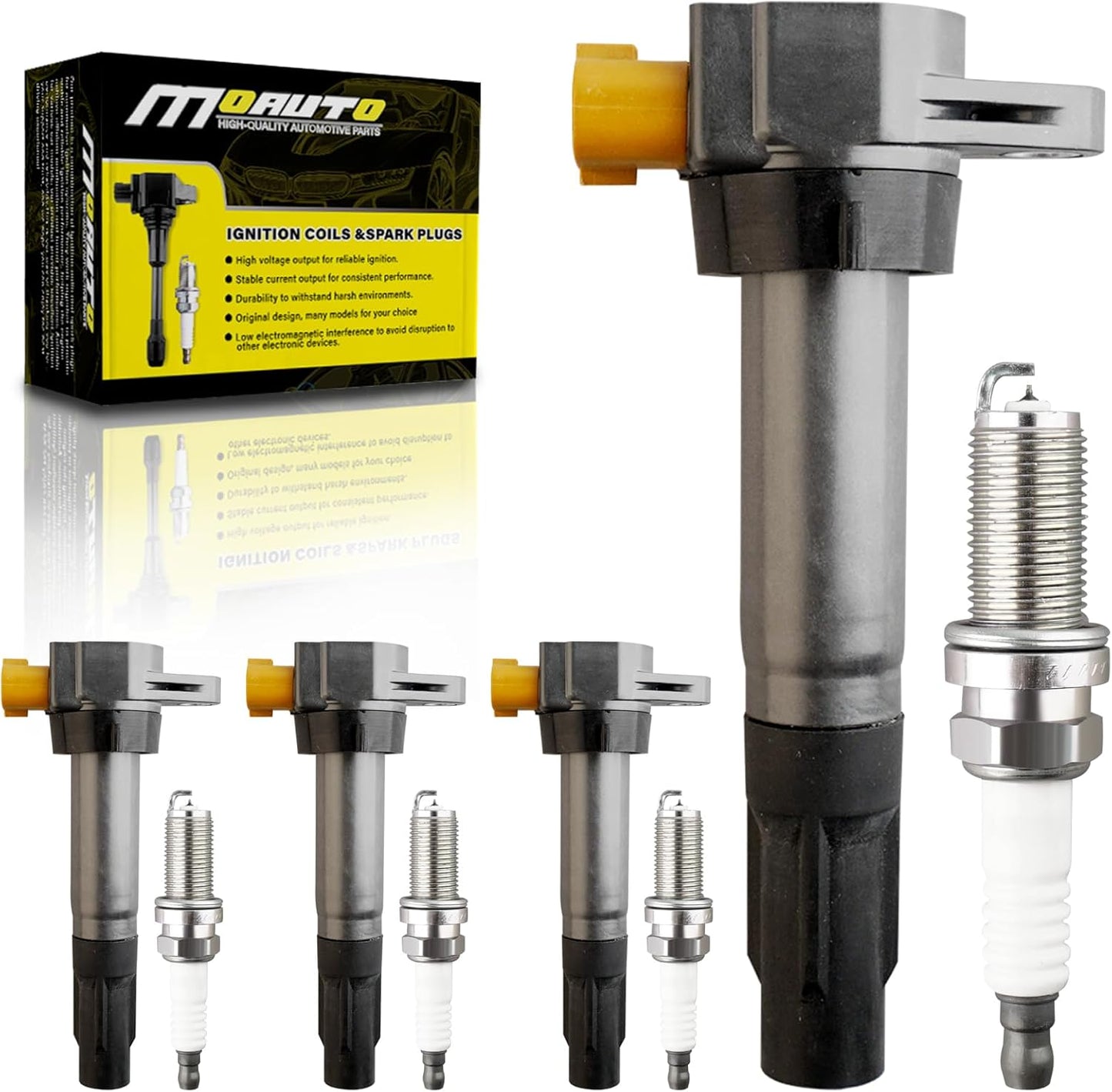 Set of 4 Ignition Coils Pack UF747 22433AA700 & 4 PCS Iridium Spark Plugs Compatible with Subaru XV Crosstrek Forester Legacy Outback - 2.0L 2.5L H4