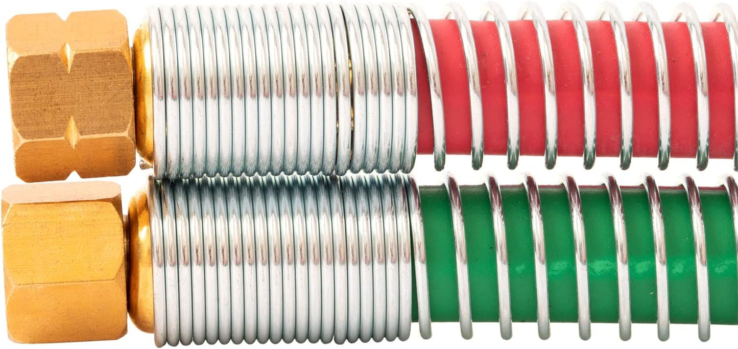 SPARC 1/4" Grade T Cutting Torch Hose - Oxy Acetylene Hose for Welding Gas - B Fittings + Strain Relief Set 1YR USA Warranty (15 Feet)