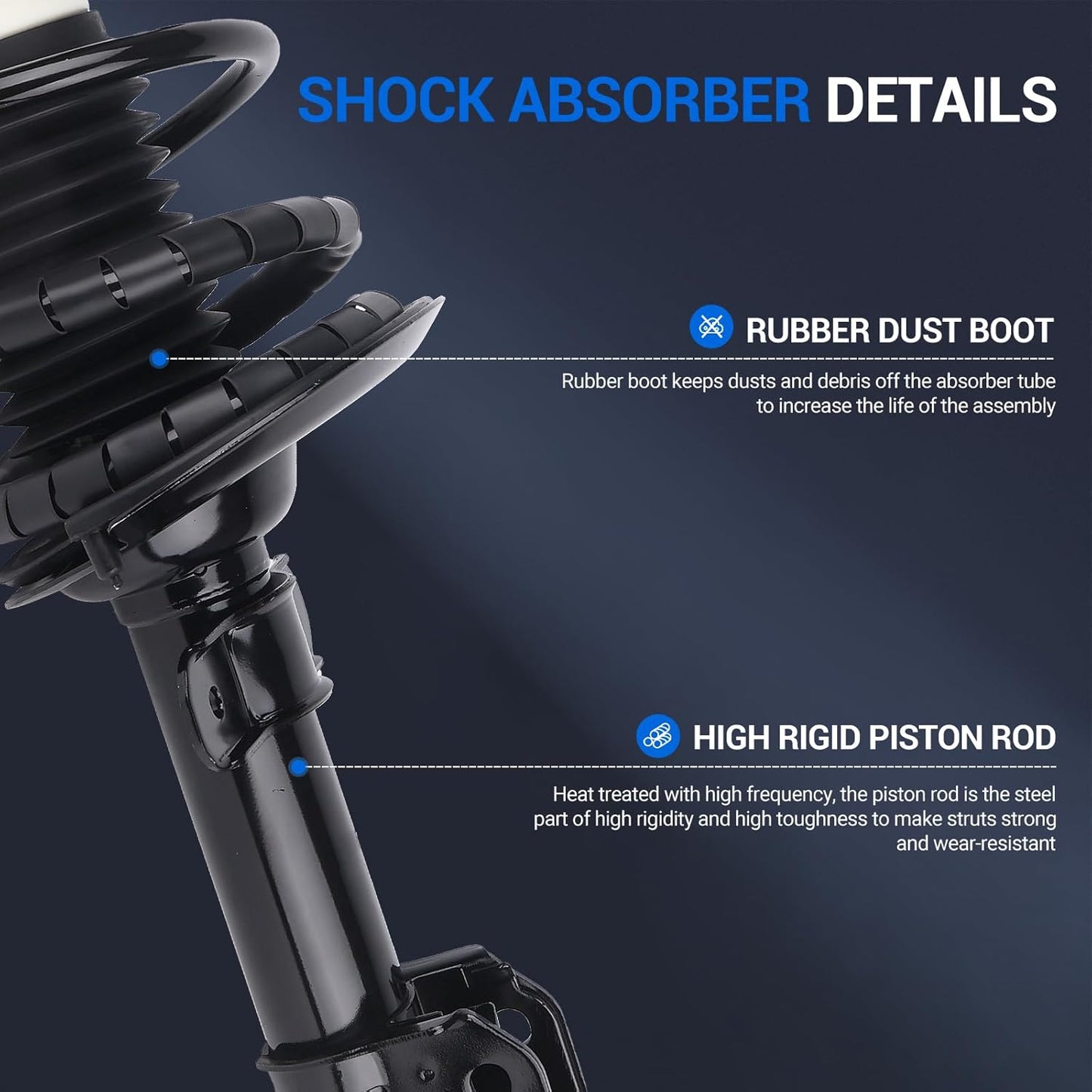Autoround Rear Complete Shock Absorber Compatible with Chevy Impala 2000-2011, Oldsmobile Intrigue 1998-2002, 171671L 171671R Struts w/Coil Spring Assembly