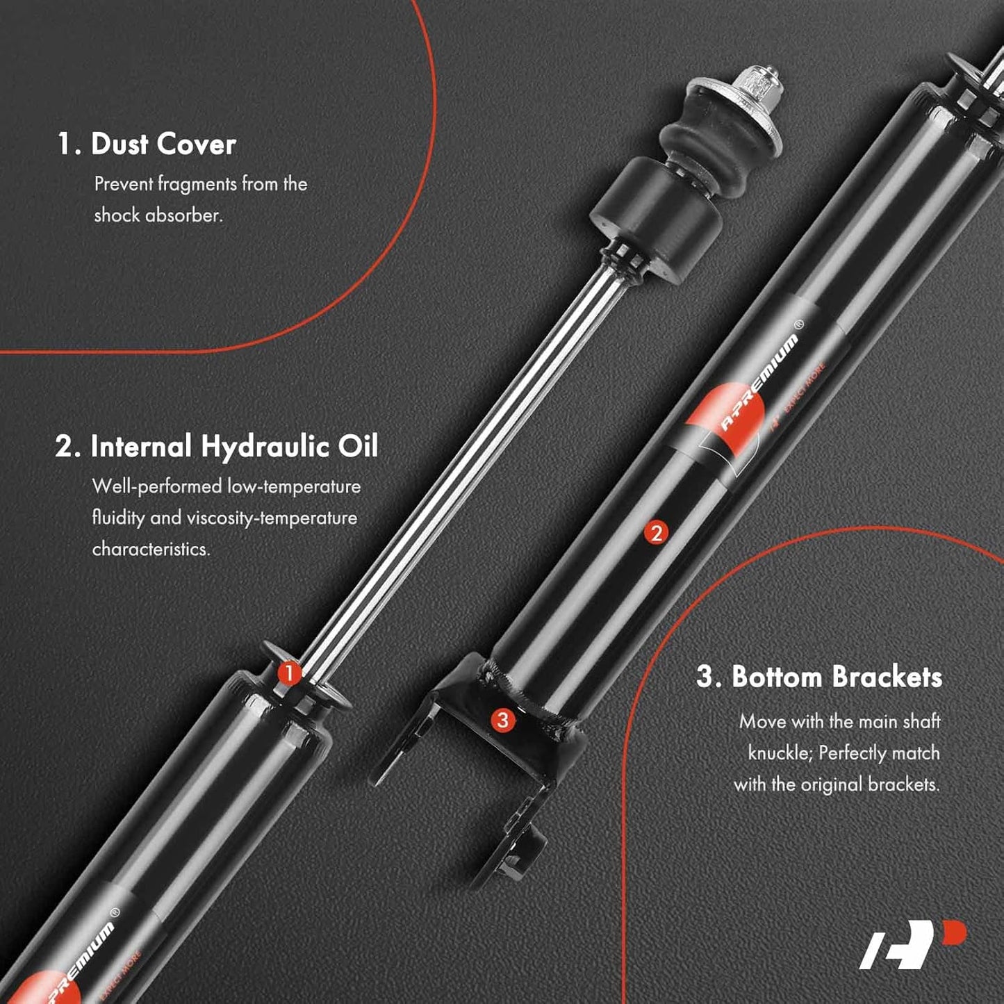 A-Premium Rear Suspension Shock Absorber Compatible with Nissan Maxima, 2004 2005 2006 2007 2008, 2-PC Set