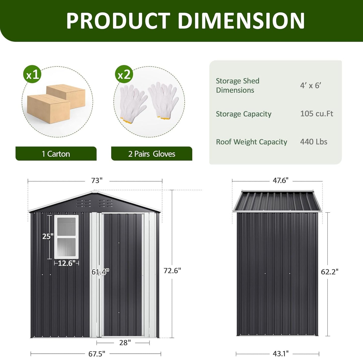 6.1x4 FT Outdoor Storage Shed, Metal Garden Tool Shed with Updated Frame Structure, Lockable Doors and Windows, Ideal for Backyard Garden Patio Lawn, Grey