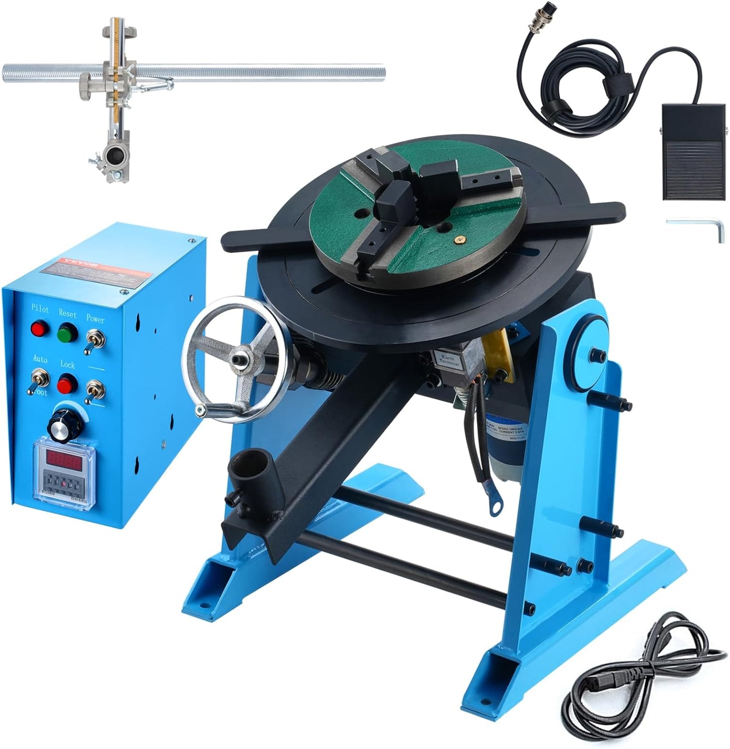 VEVOR Rotary Welding Positioner 10KG, 0-90° Welding Positioning Turntable Table with 8.1 Inch 3-Jaw Lathe Chuck, 1-12 RPM 20W Portable Welder Positioning Machine for Cutting Grinding Assembly Testing