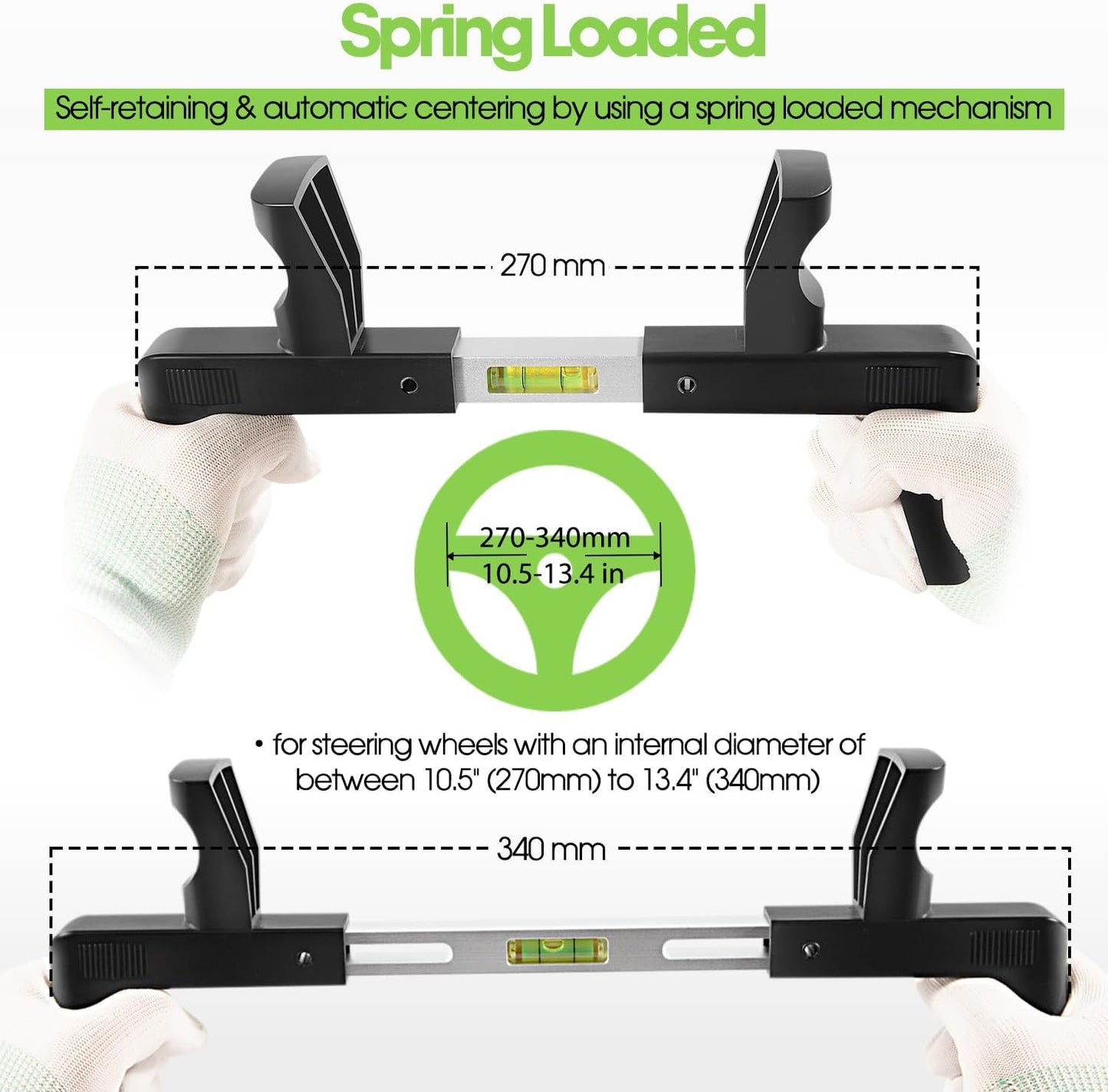 ATD-3100 Steering Wheel Level Alignment Tool - Steering Wheel Level Bar Tool - Universal Use for Passenger Cars, Vans & Trucks with Steering Wheel Internal Diameter 270mm-340mm, Spring-Loaded