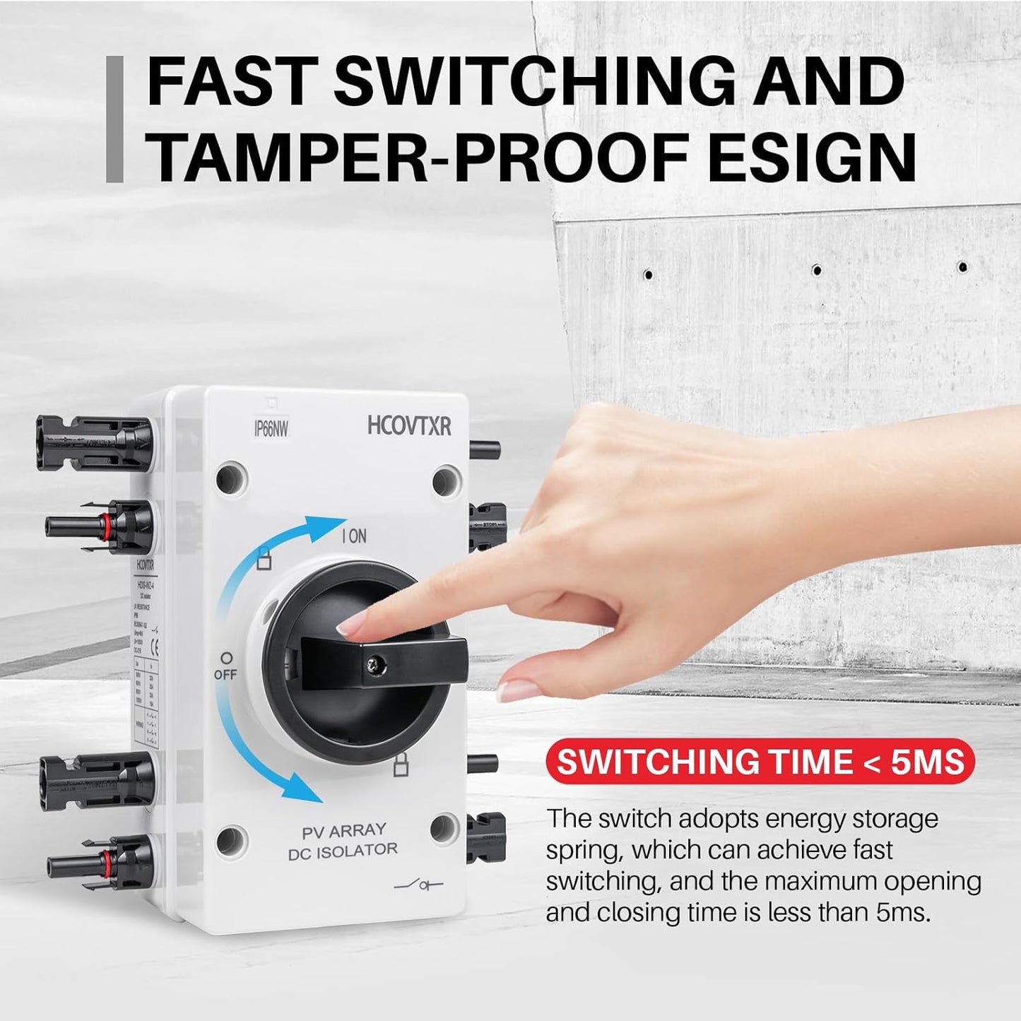 Solar Disconnect Switch 32Amp 1000VDC,4 Pole Solar Isolator Switch with IP66 Waterproof Enclosure,DC Disconnect Switch for Solar Panel