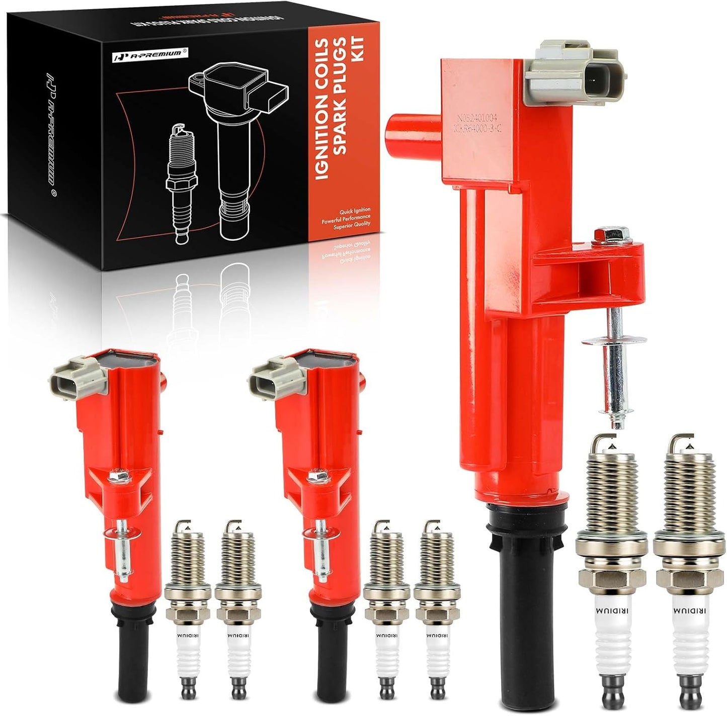 A-Premium Ignition Coils and Spark Plugs Kits Compatible with Ram 1500 2011-2012, Dakota 2011 & Jeep Grand Cherokee/Commander 2009-2010, Liberty & Dodge Durango, Nitro & Mitsubishi Raider 3-PC Set