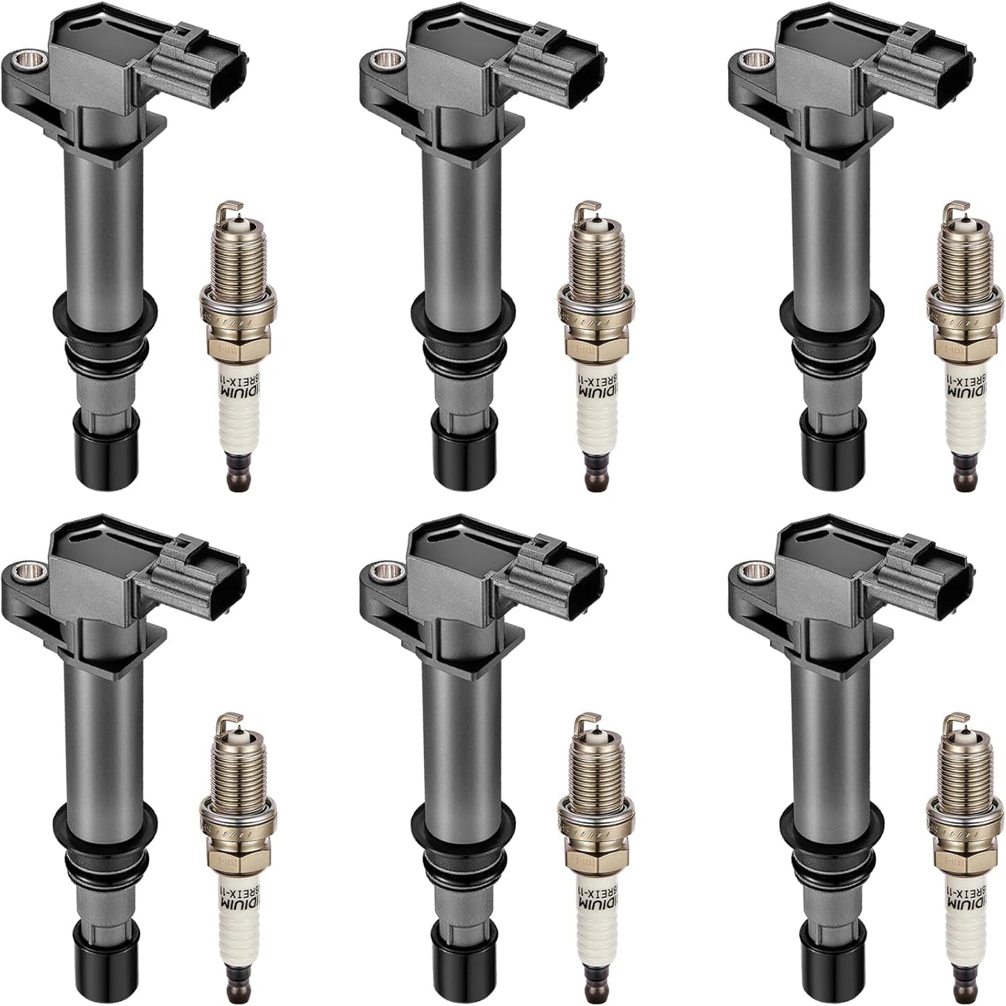 BDFHYK Ignition Coil Pack UF807 and Iridium Spark Plugs 93175 Compatible with Chrysler Pacifica Dodge Durango Jeep Grand Cherokee Wrangler Ram 1500 3.6L V6 68223569AB LKR7DIX-11S, Sets of 6