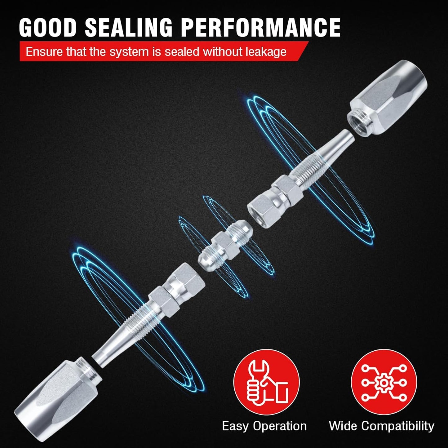 5Pcs Hydraulic Hose Field Repair Kit,1/4" 1/2" 3/8" Inner Diameter Reusable