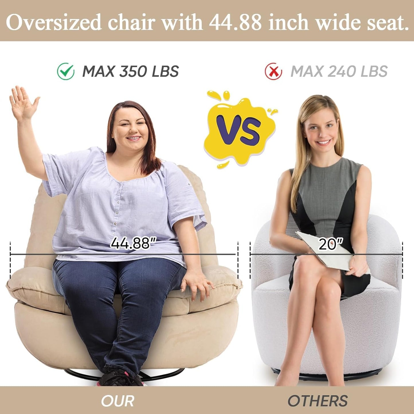 Smart Oversized Electric Recliner Chair, 360° Round Swivel Rocking Glider Rocker for Adults Modern Comfy Ergonomic Chaise Lounge Indoor, Theater Seating Living Room Chairs Reading, Soft Camel Fabric
