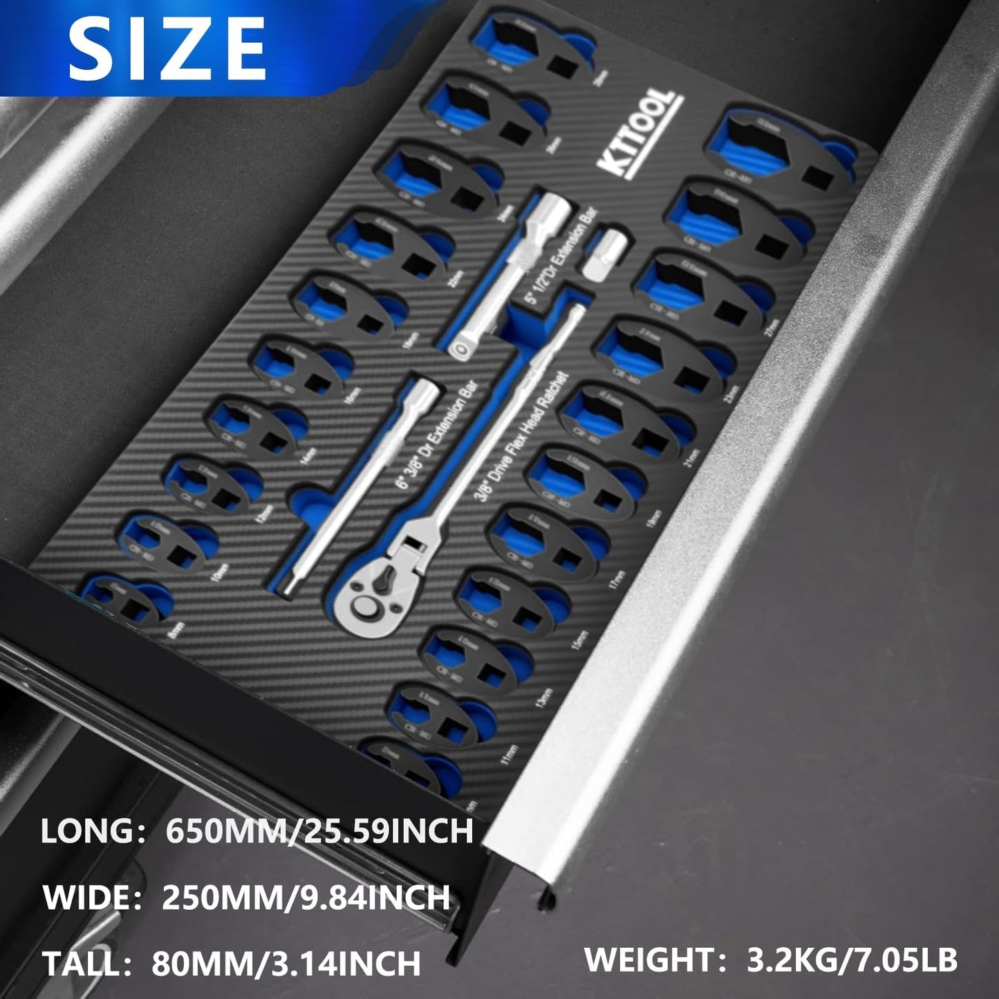 25Pcs Crows foot Wrench Set 1/2" and 3/8” Drive Flare Nut Crowfoot Wrench Set Metric 8-32mm 6 Point Crows Feet Wrench