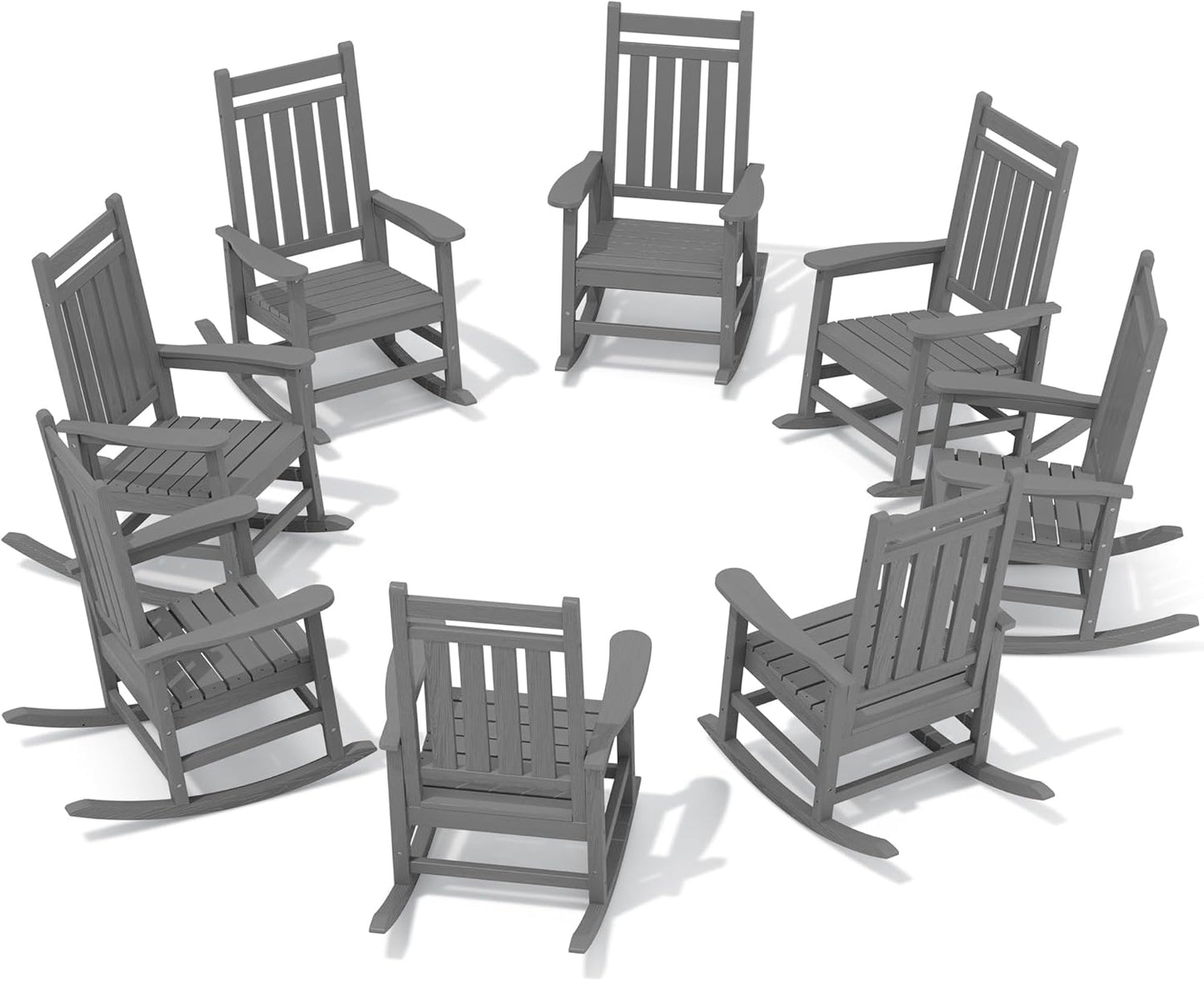 SERWALL Oversized Outdoor Rocking Chair Set of 4, HDPE Rocker for Adults, Patio Rocking Chairs for Porch, Black