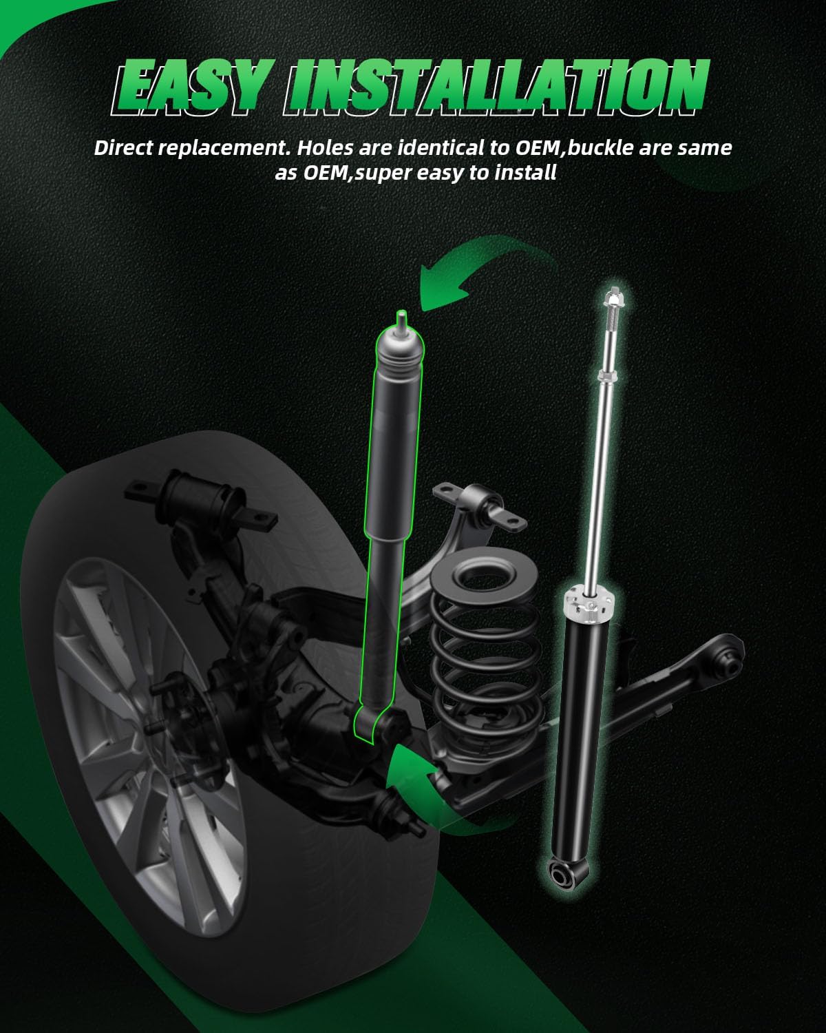 SCITOO Shocks,Rear Shock Absorber for Hyundai fits 2001 2002 2003 2004 2005 2006 for Hyundai Santa Fe 344314 Auto Shocks Gas Struts(Set of 2 Rear) Auto Shocks Struts