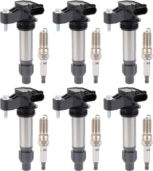 Set of 6 Ignition Coils Pack UF569 and Iridium Spark Plug 90117 compatible with GMC Acadia Canyon Terrain Chevy Caprice Colorado Equinox Malibu Cadillac ATS CTS Buick Pontiac Saturn Suzuki