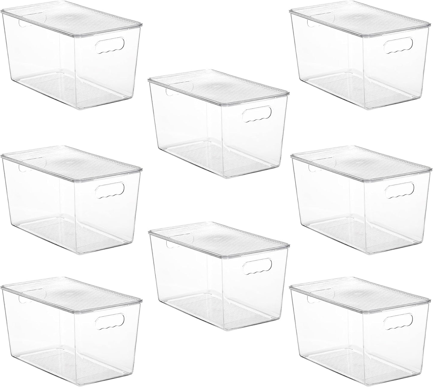 Vtopmart 6 Pack Clear Stackable Storage Bins with Lids, Large Plastic Containers with Handle for Pantry Organizer and Storage,Perfect for Bathroom,Cabinet,Kitchen,Fridge,Closet Organization