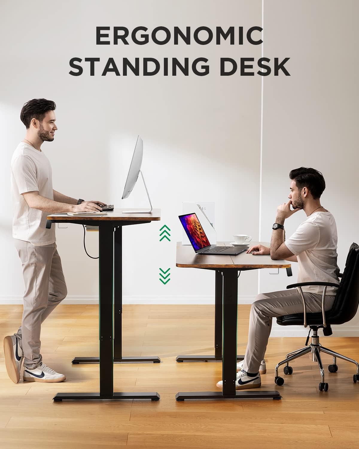 Totnz Height Adjustable Electric Standing Desk, Sit Stand up Desk, Memory Home Office Desk with Hook, 48x24 Inches